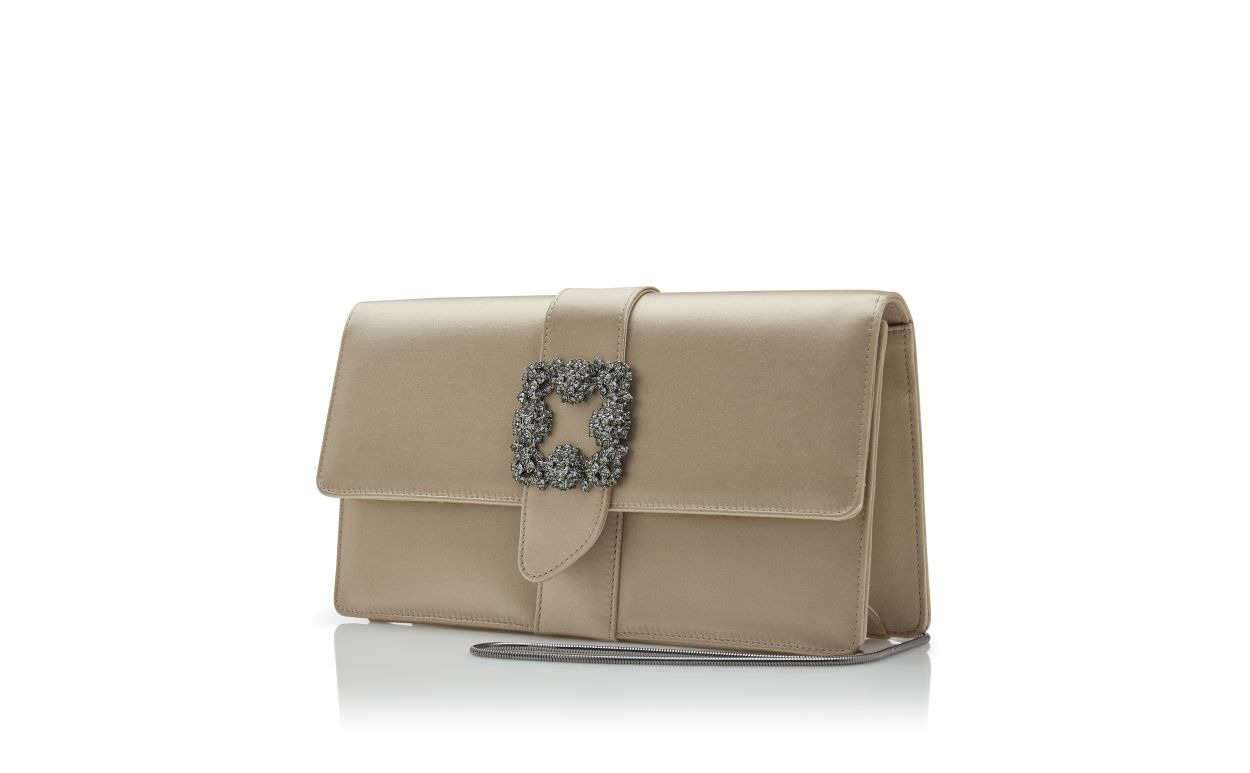 Blush Satin Jewel Buckle Clutch - 3