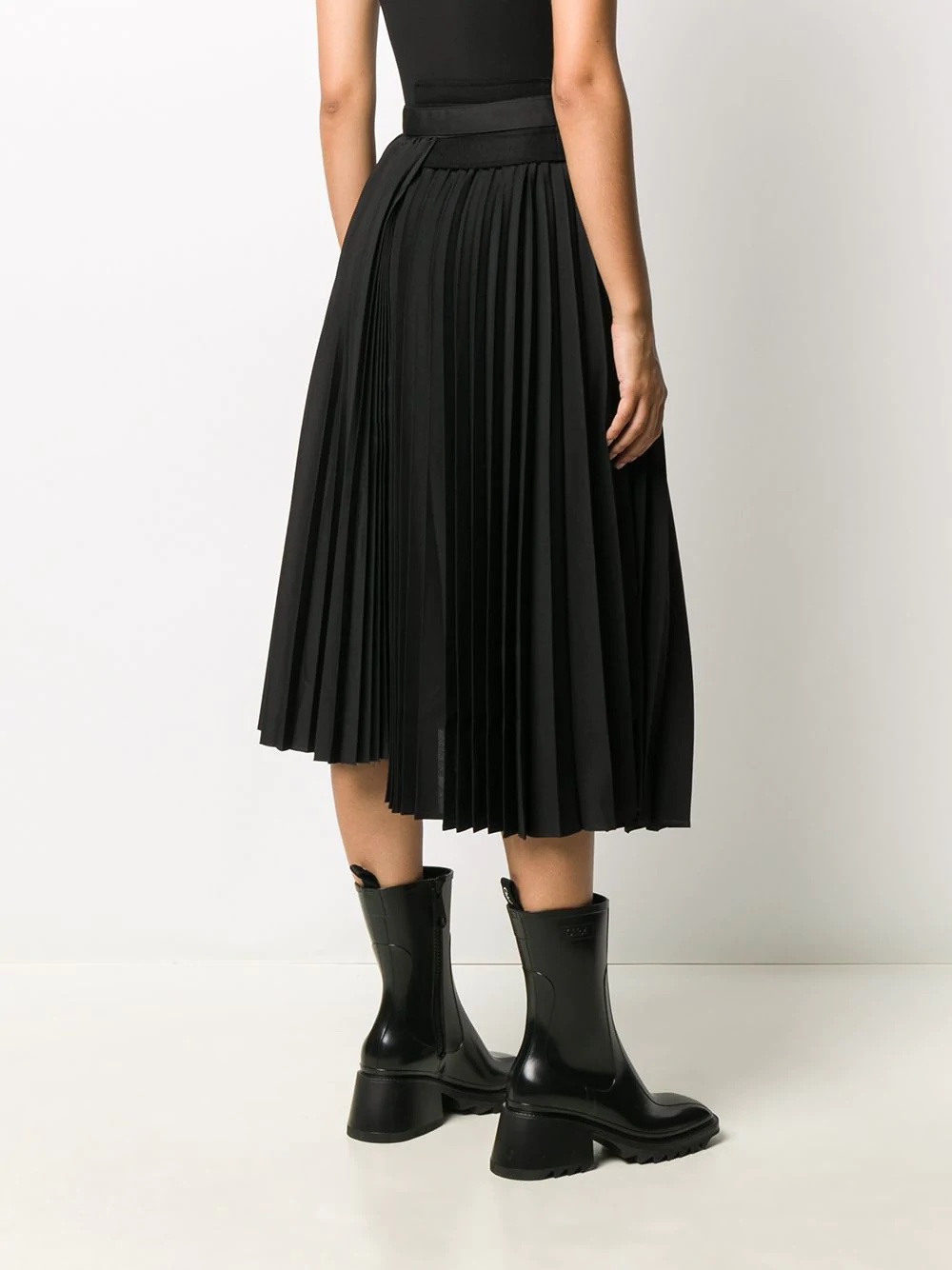 belted-waist pleated skirt - 4