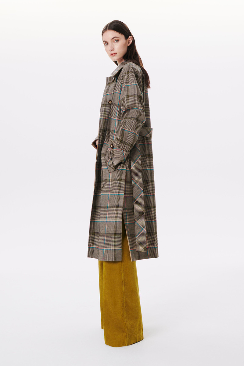 Victoria Beckham Patch Pocket Belted Coat in Turquoise-Olive outlook