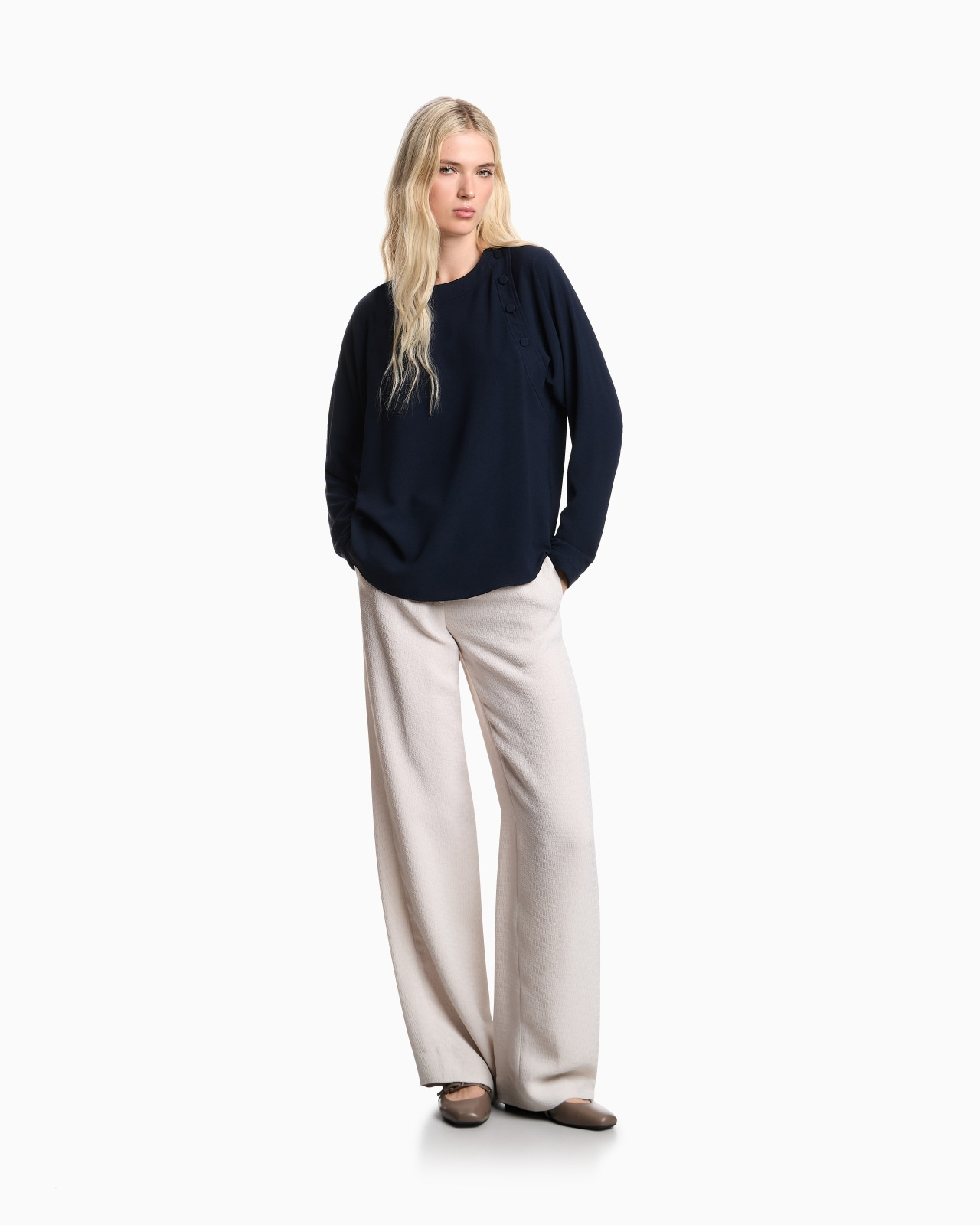 STRETCH SANDBLASTED FABRIC BLOUSE - 2