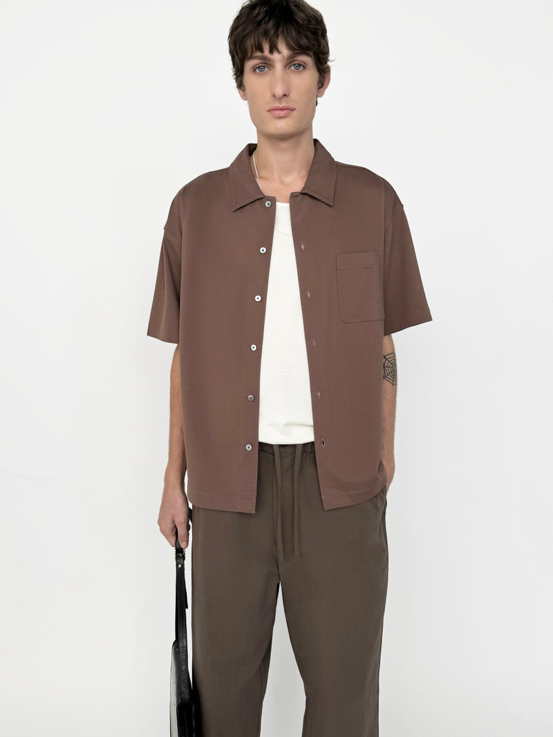 FRAME Light Pique Button Down Polo in Mauve outlook