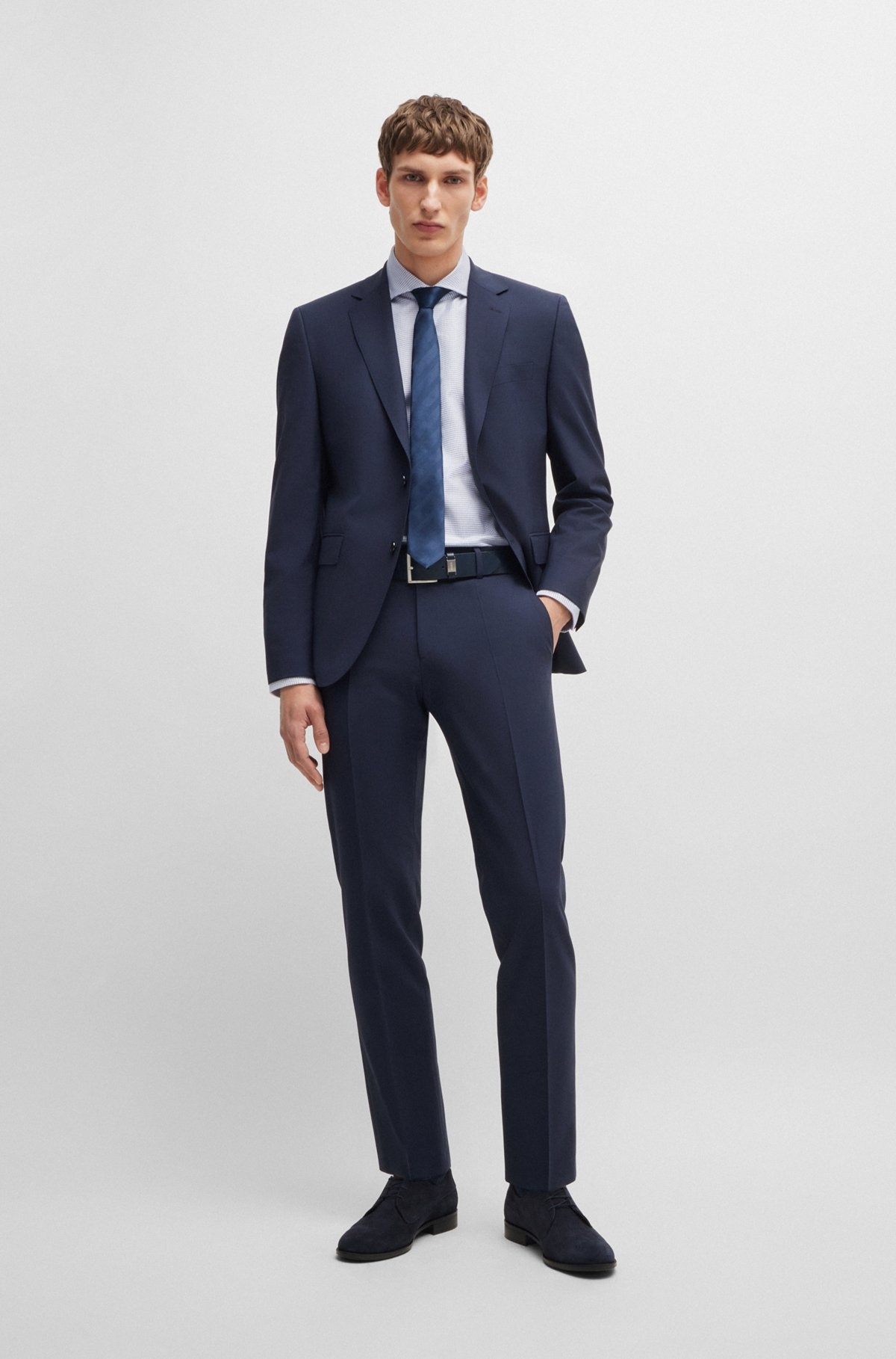 REGULAR-FIT SHIRT IN STRUCTURED COTTON TWILL - 4