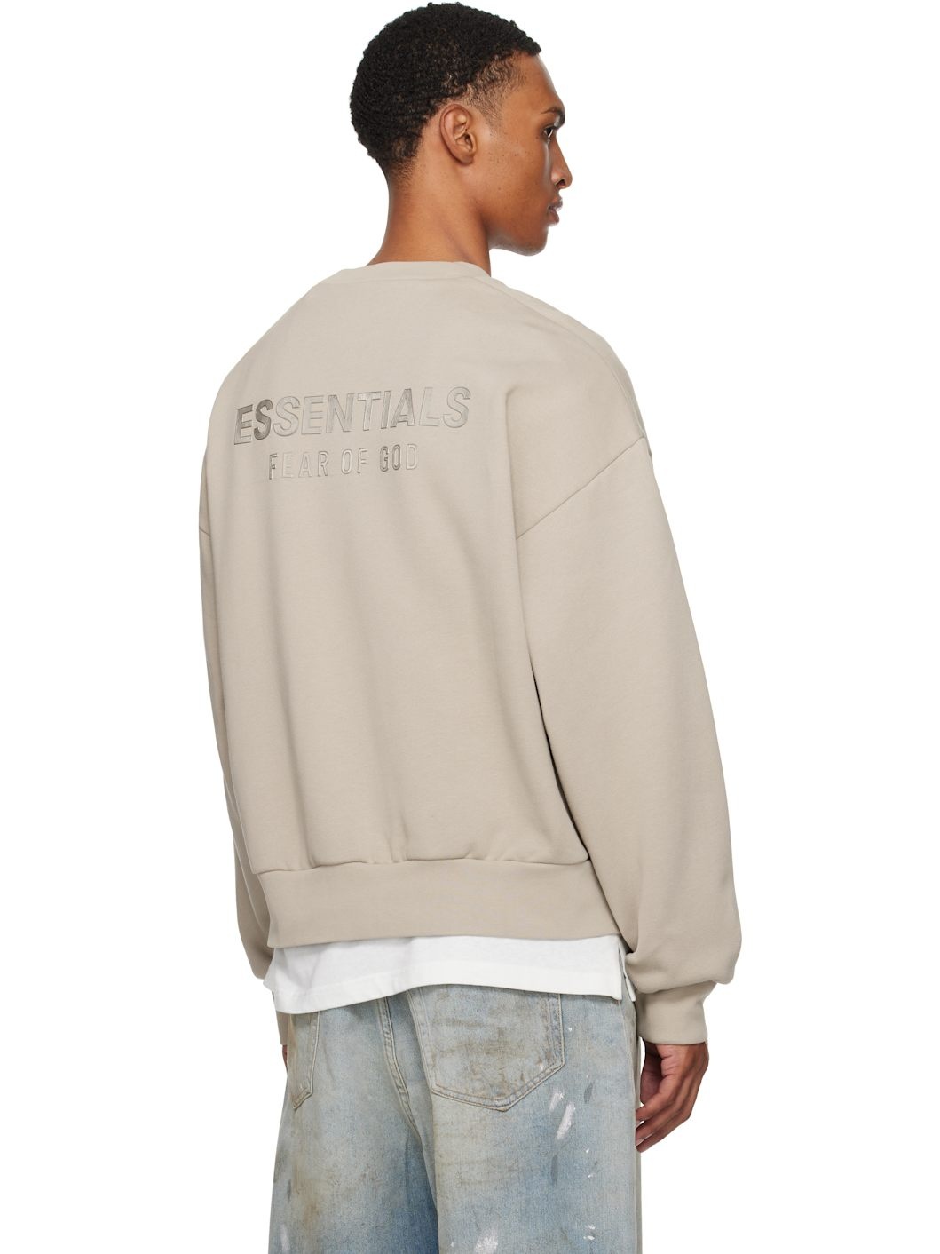 Taupe Classic Fit Fleece Crewneck Sweatshirt - 3