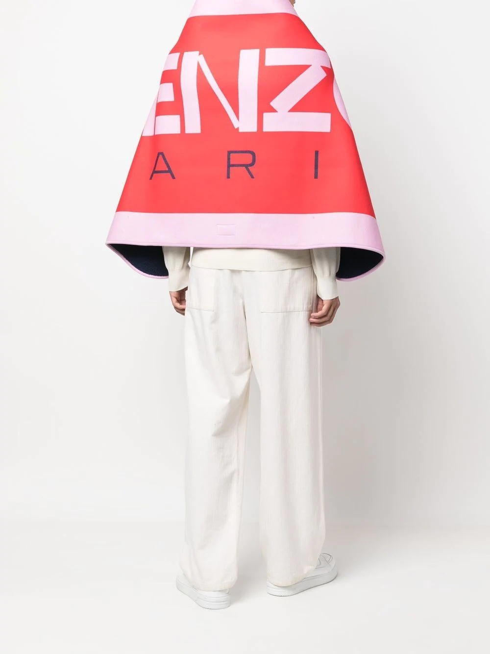 logo-print detail cape scarf - 2