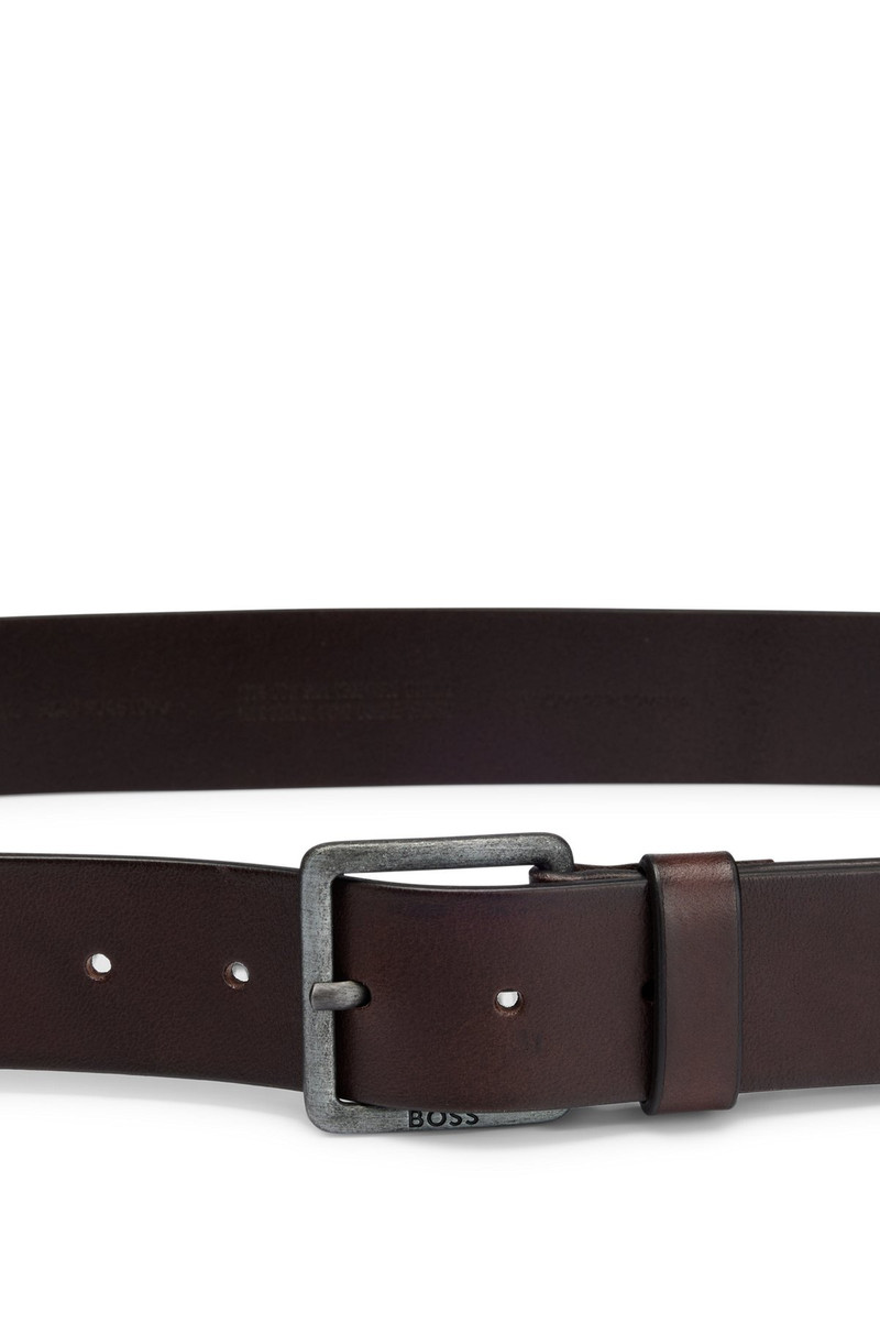 LEATHER BELT WITH LOGO AND DARK RUTHENIUM HARDWARE 4
