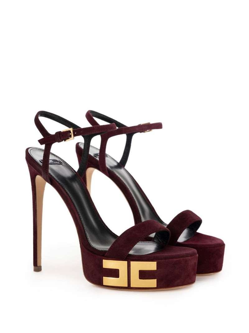 ELISABETTA FRANCHI 135mm logo suede platform sandals outlook