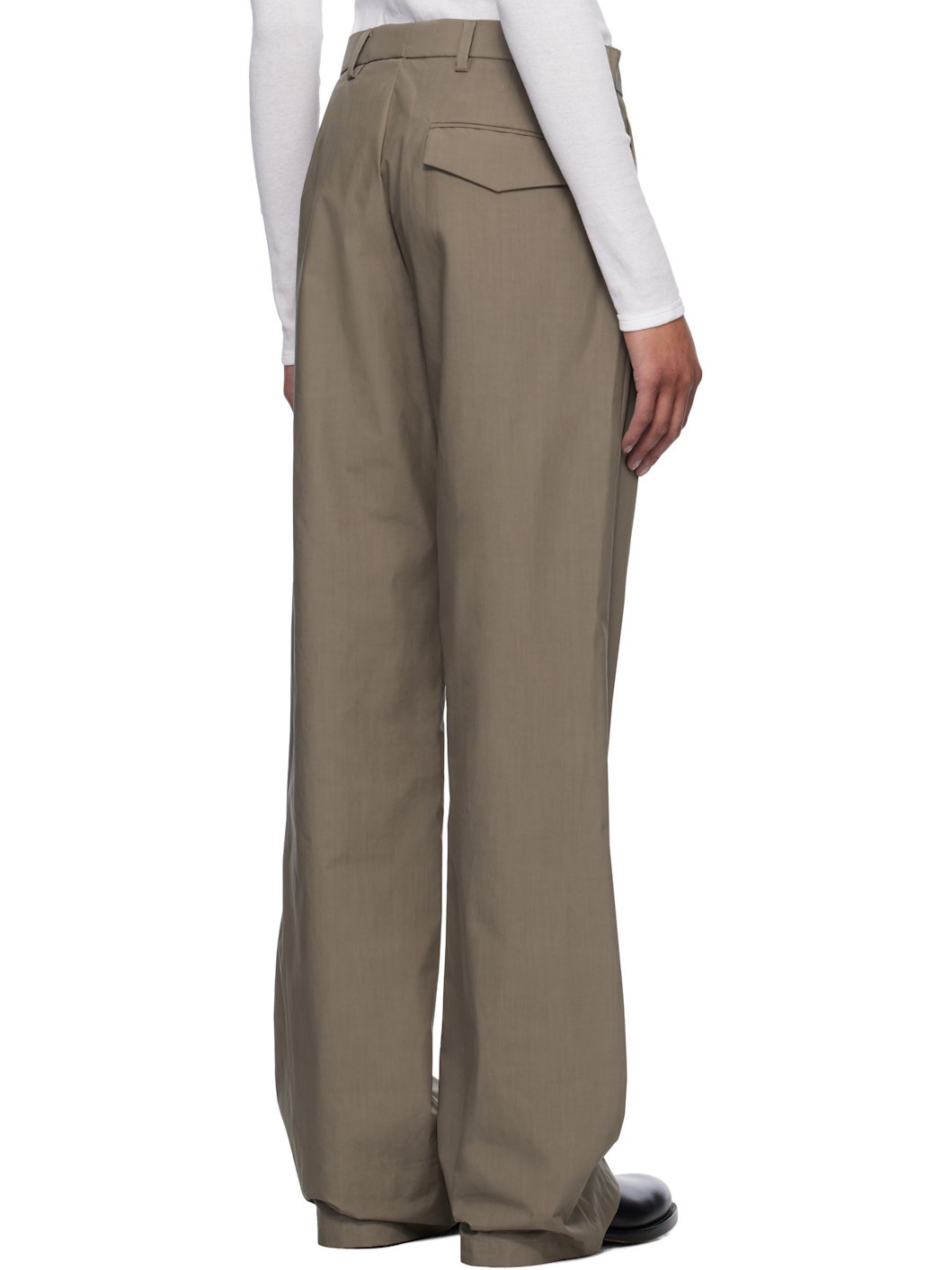 Taupe Poplin Waxed Trousers - 3