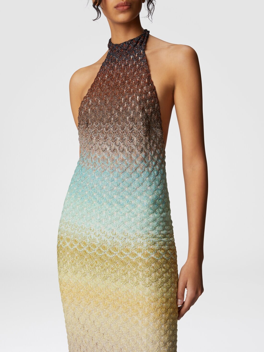 Dégradé midi dress with halter neck - 4