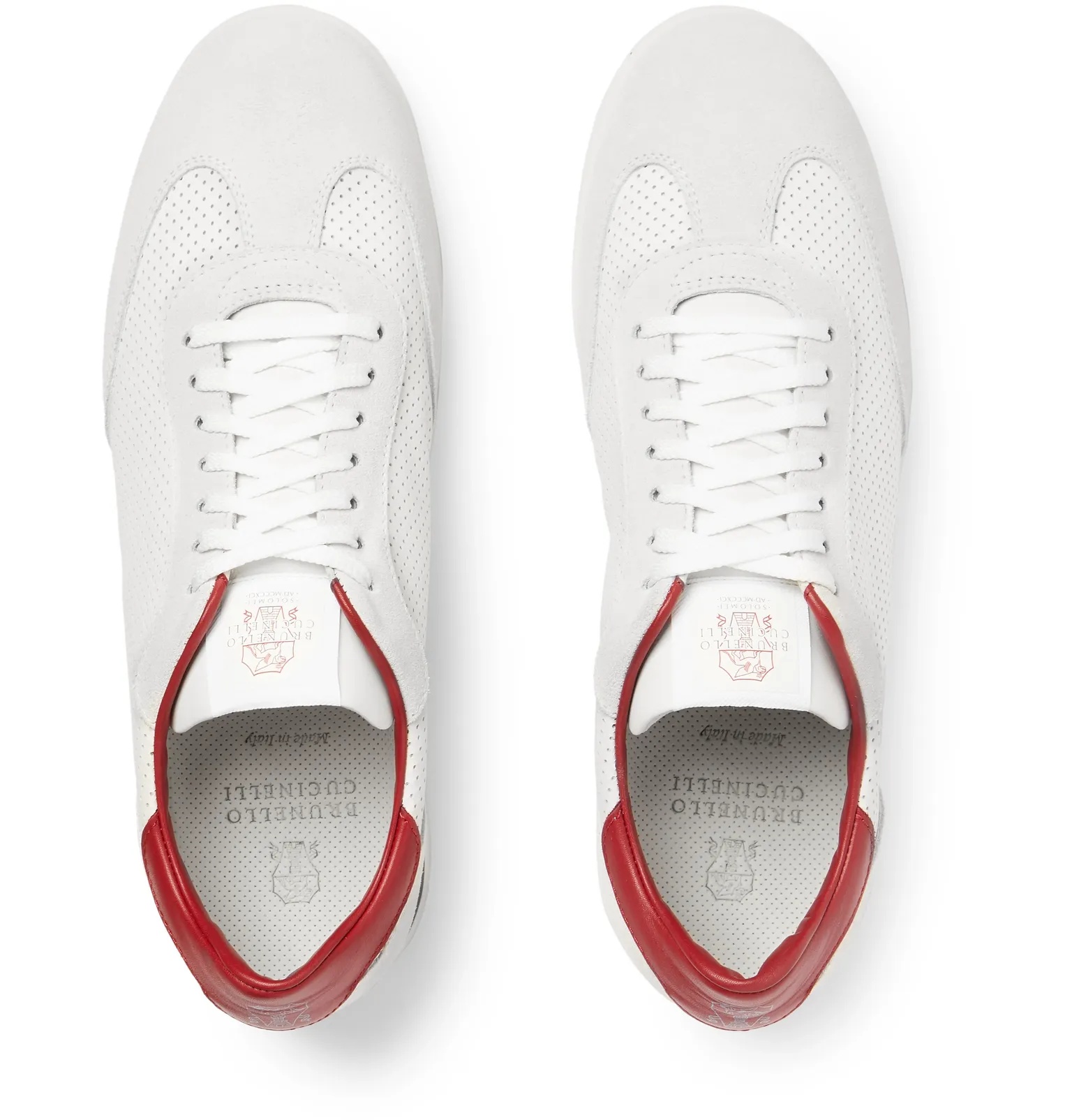 Suede-Trimmed Leather and Mesh Sneakers - 8