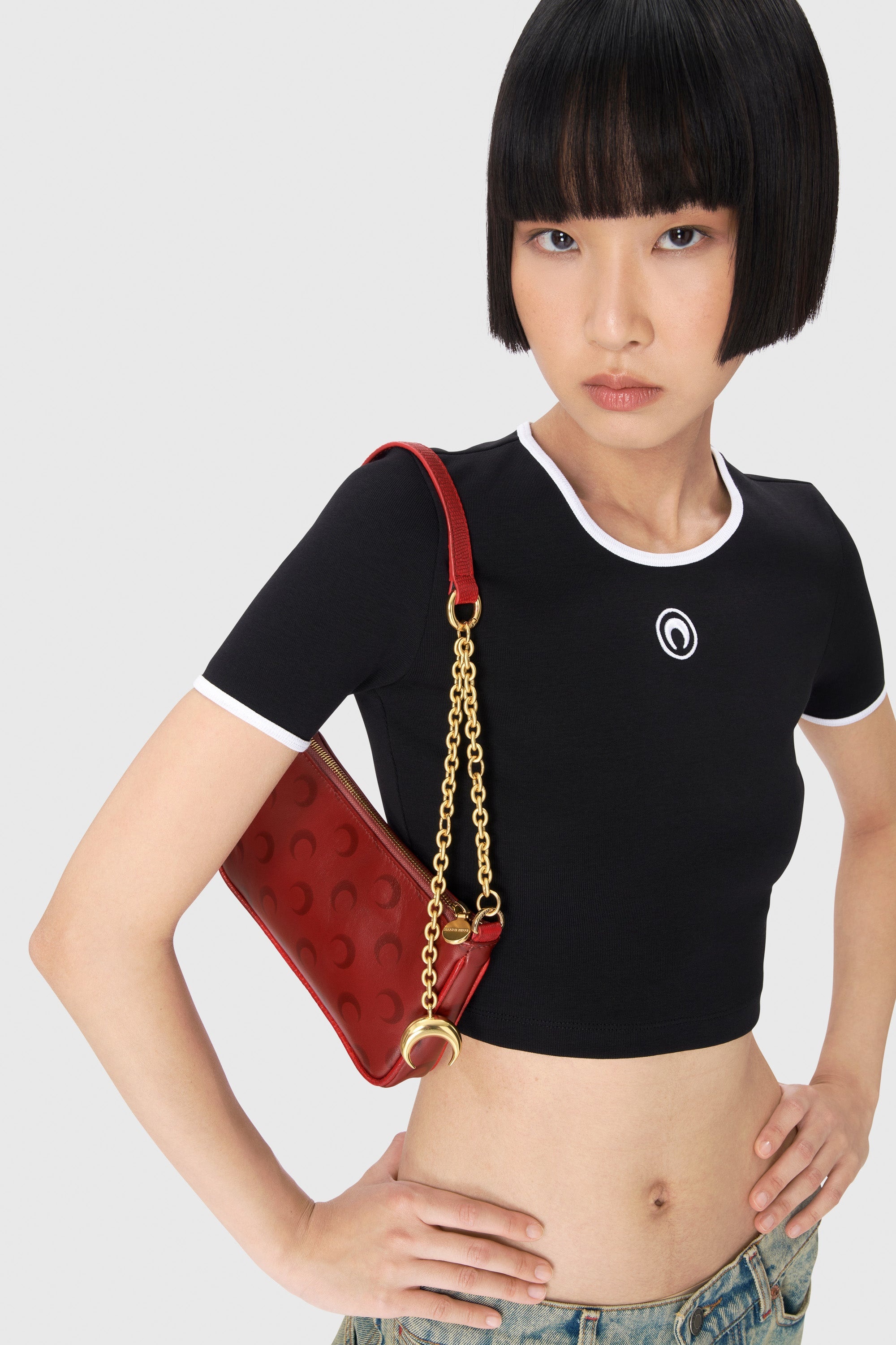 Moon Logo Ribbed Jersey Cropped Top - 5