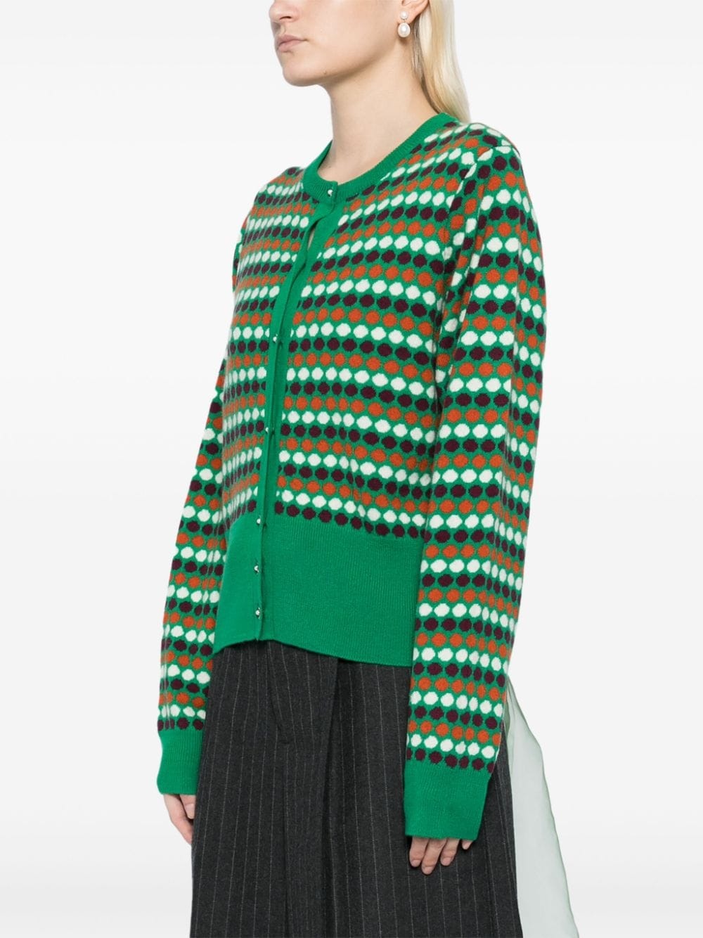 polka-dot cashmere cardigan - 3