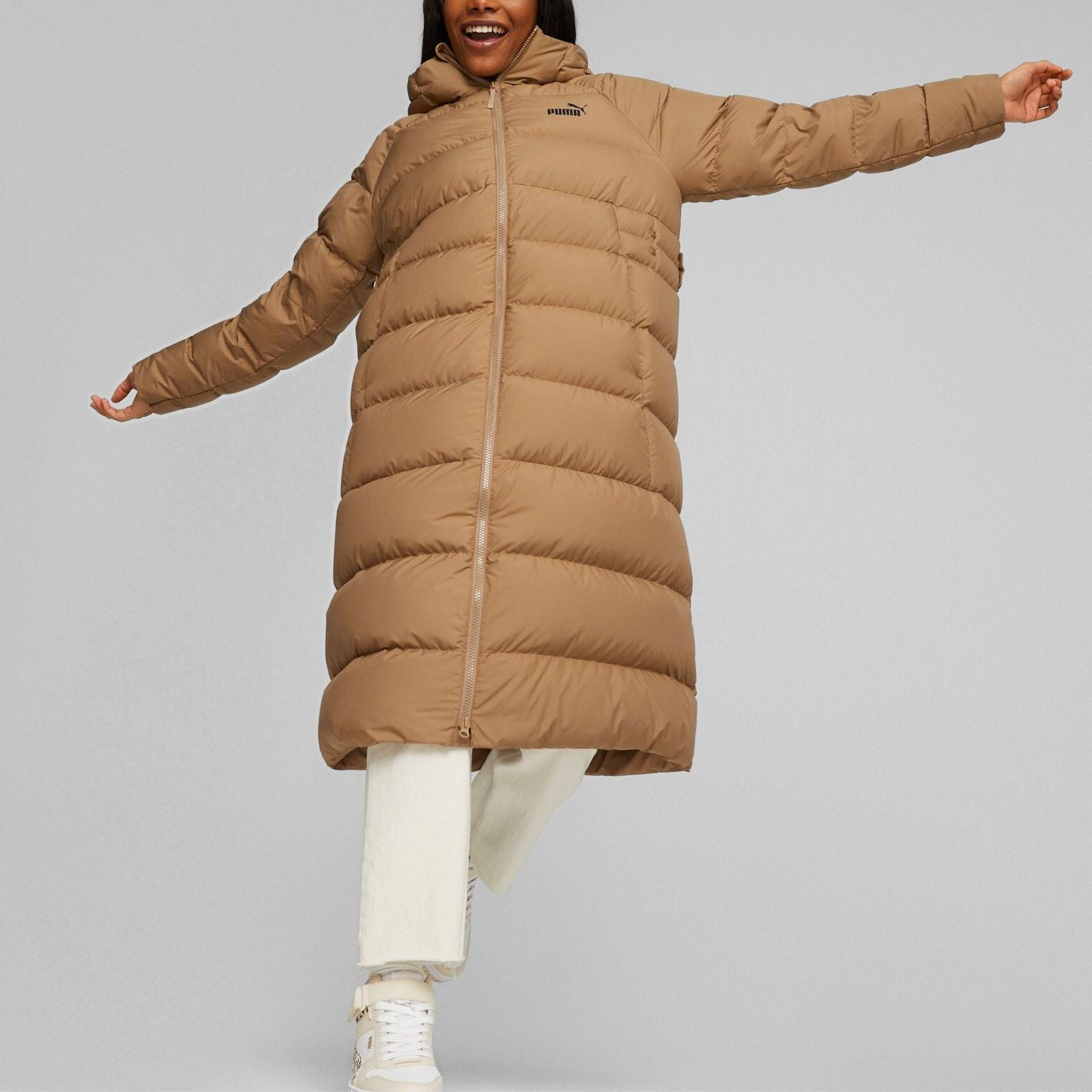 (WMNS) PUMA Long Hooded Down Coat 'Beige' 678331-85 - 2