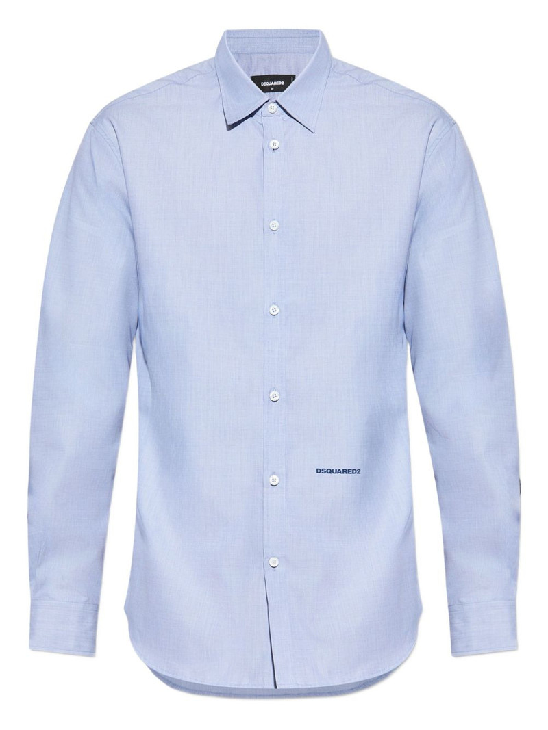 logo-embroidered cotton shirt 1