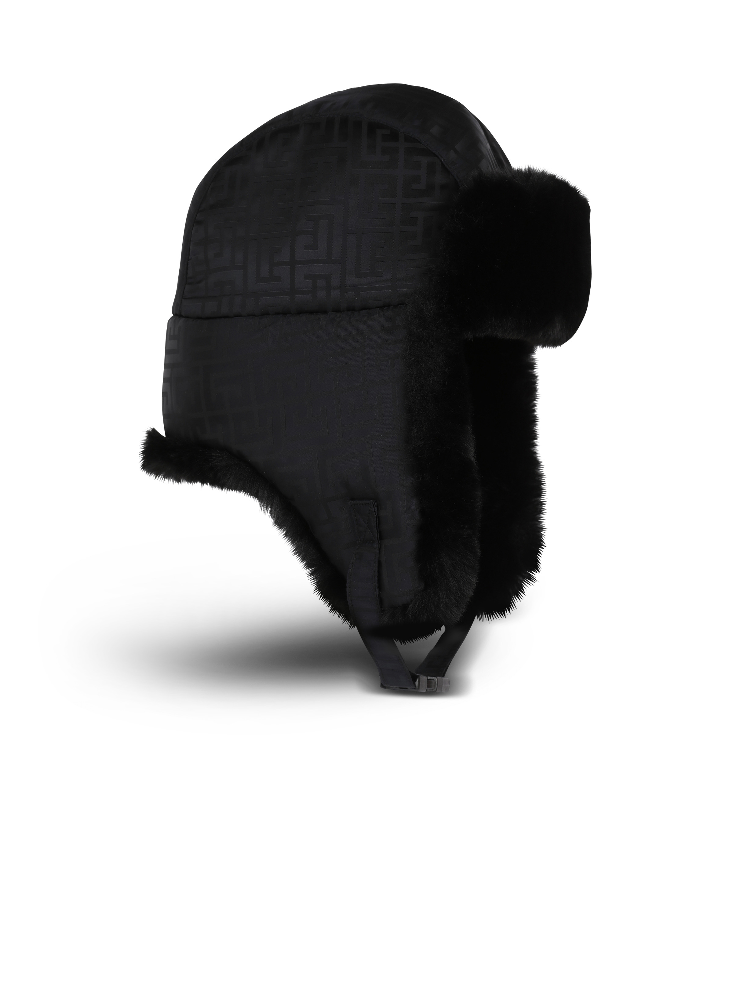 Balmain monogram faux fur hat - 1