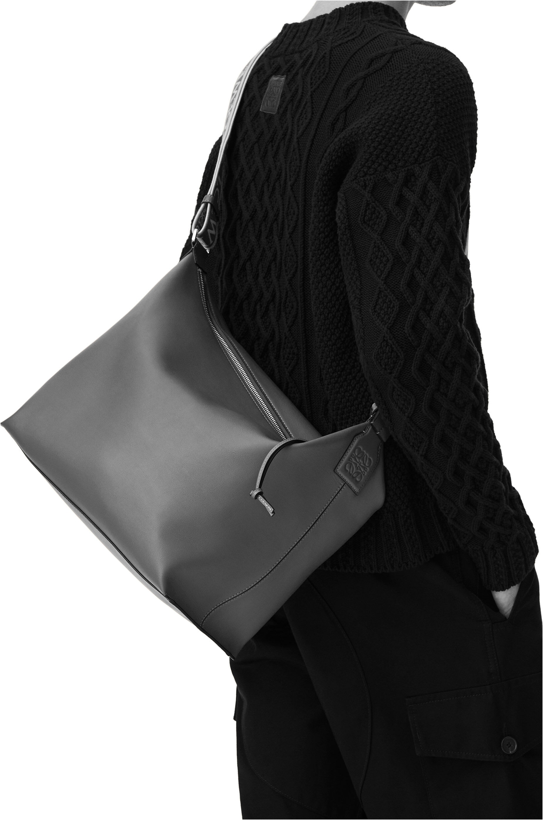 Small Cubi Crossbody bag in supple smooth calfskin and jacquard