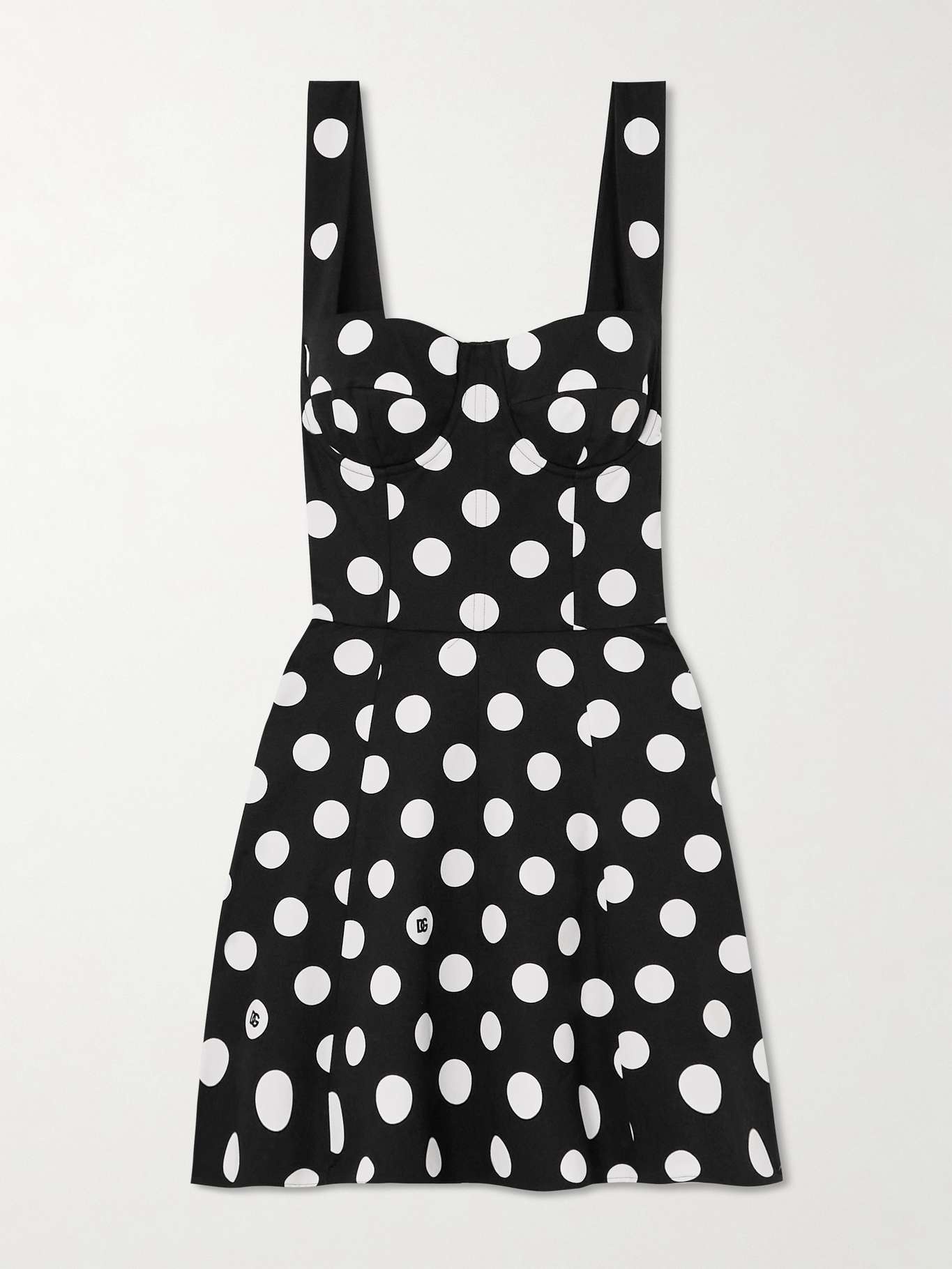 Polka-dot stretch-cotton drill mini dress - 1
