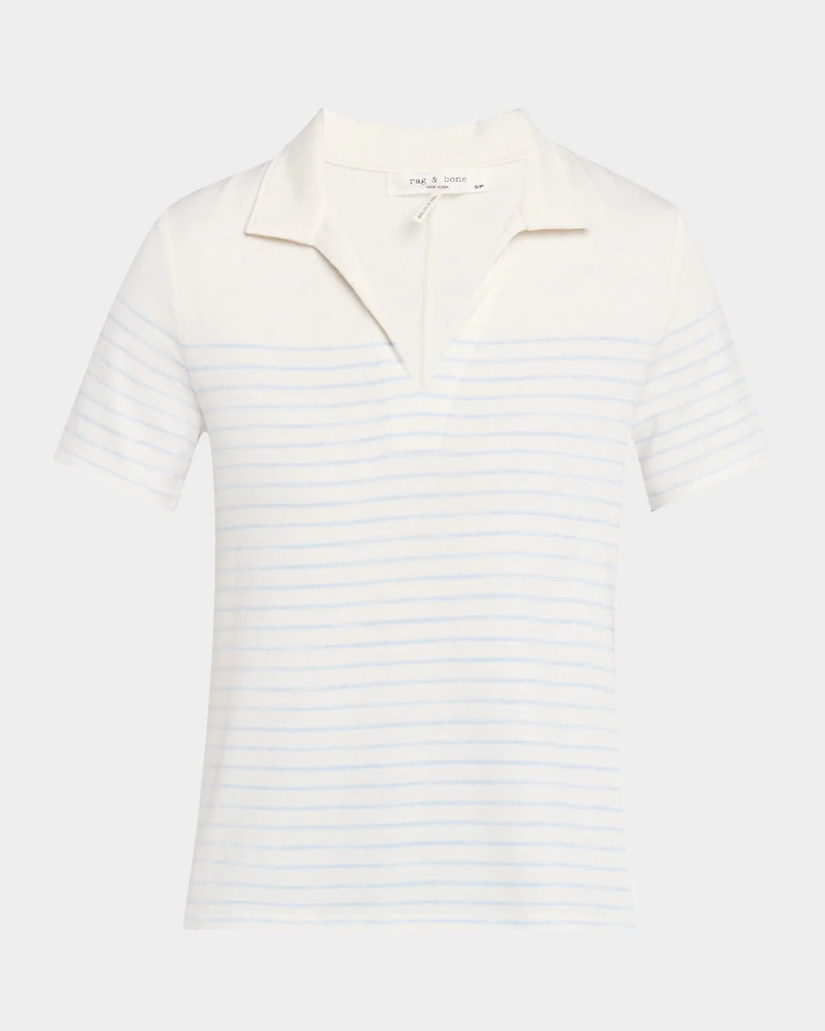 Stripe Short-Sleeve Polo Top - 1