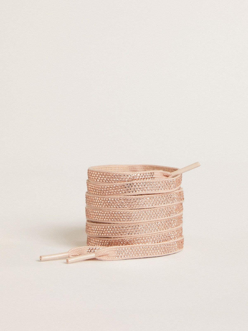 Bronze glitter cotton laces with gold-colored logo - 1