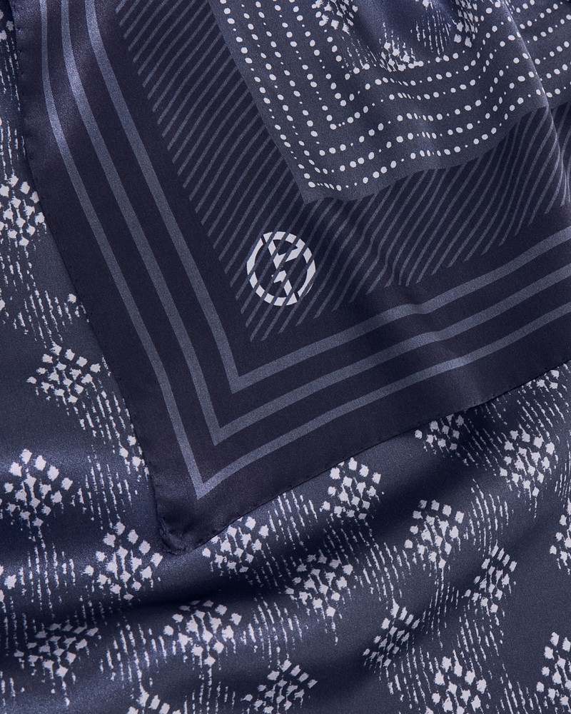 GIORGIO ARMANI SILK SCARF WITH GEOMETRIC PATTERN AND STRIPED EDGES outlook