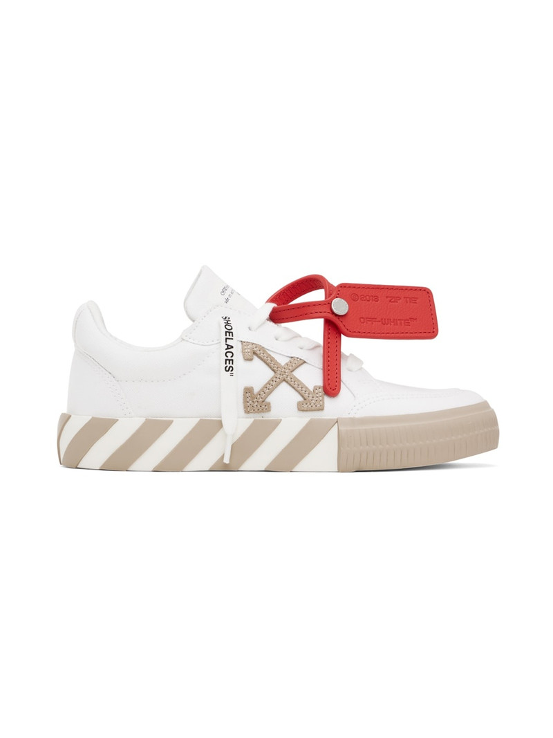 White & Tan Vulcanized Sneakers 1