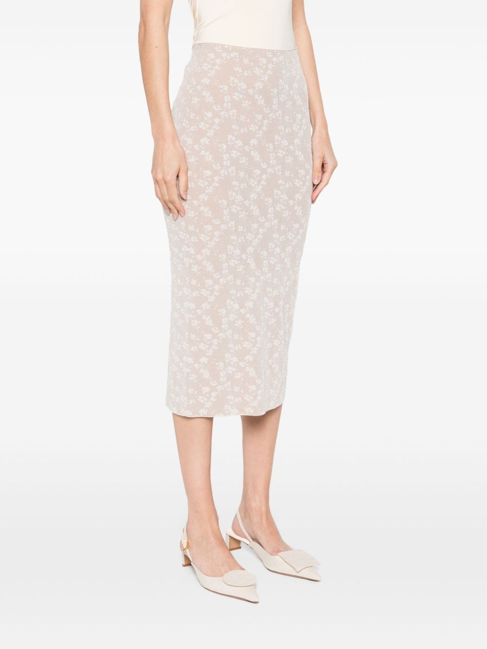 bloom-jacquard midi skirt - 3