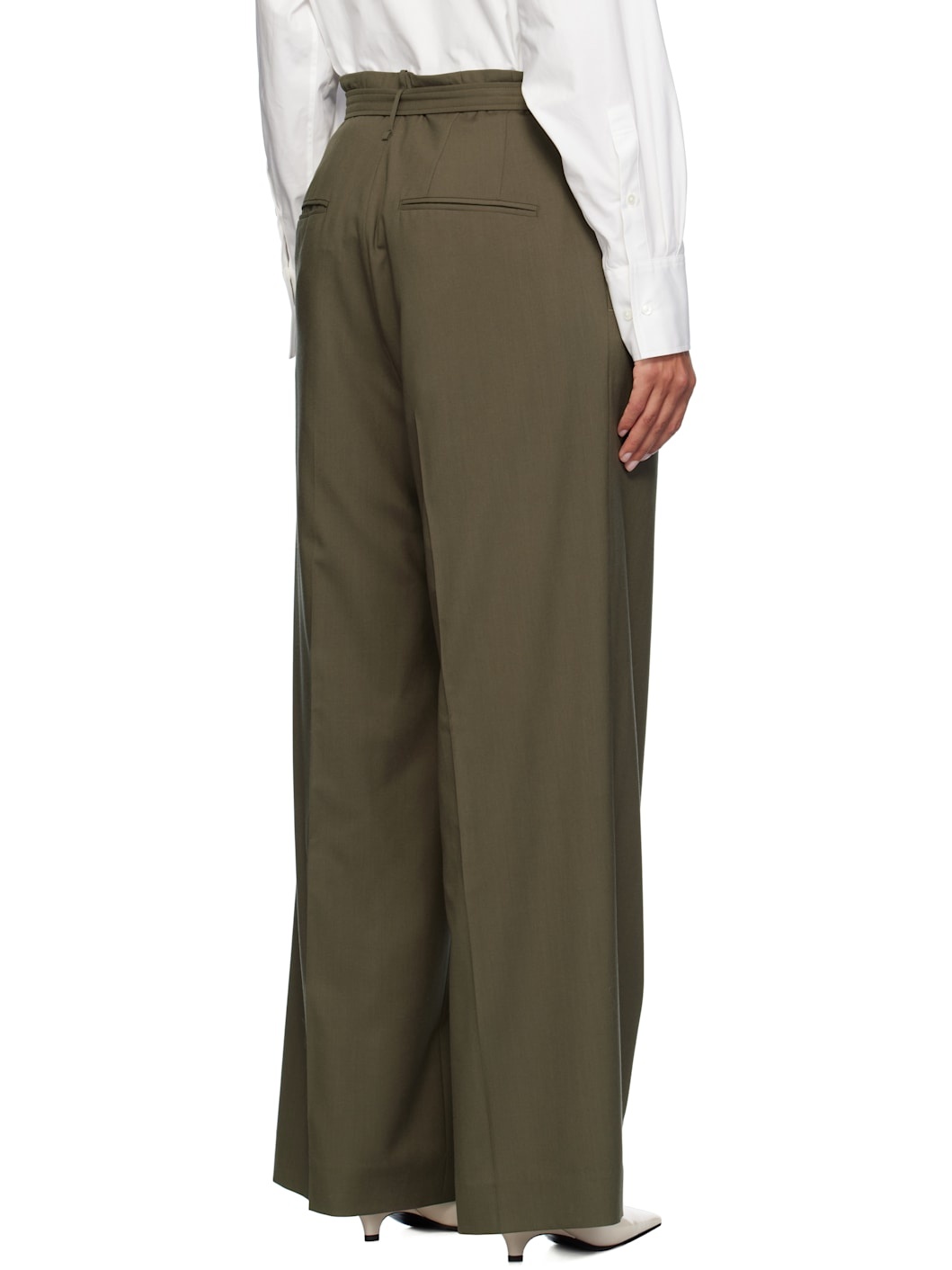 Khaki Super Fine Tropical Wool Trousers - 3