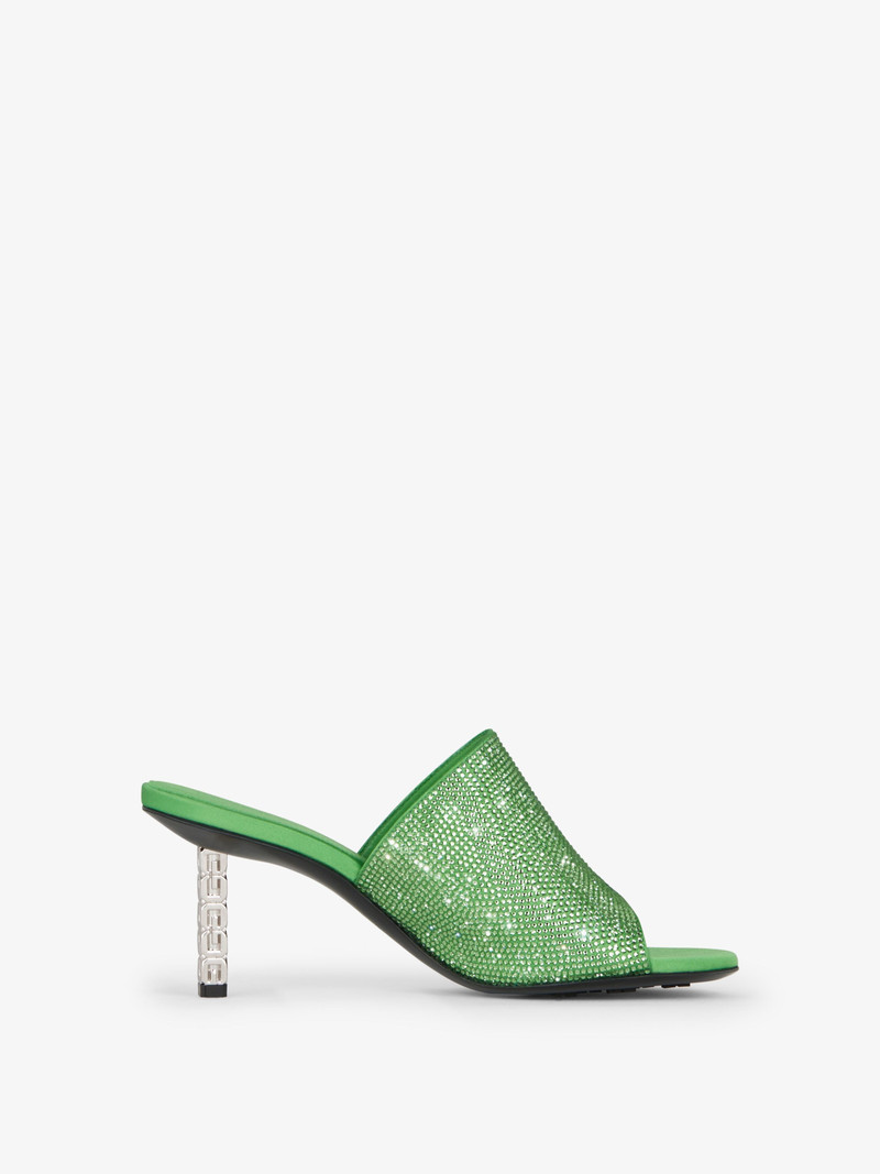 G CUBE MULES IN SATIN WITH STRASS - 1