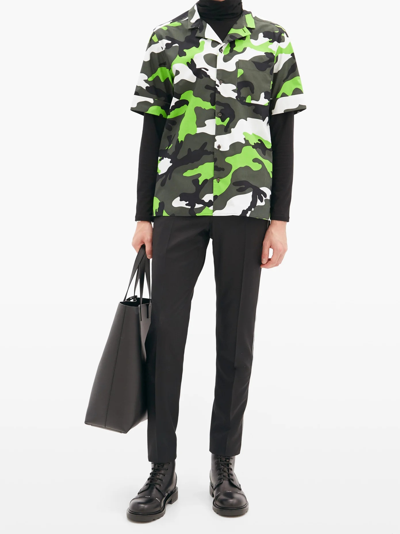 Camouflage-print bowling shirt - 2