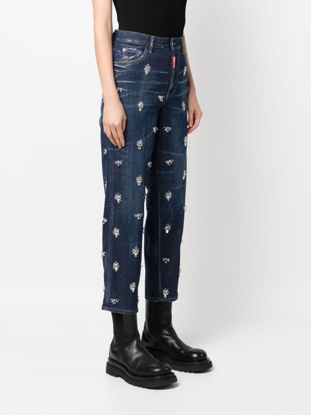 Crystal Flies high-rise cropped jeans - 3