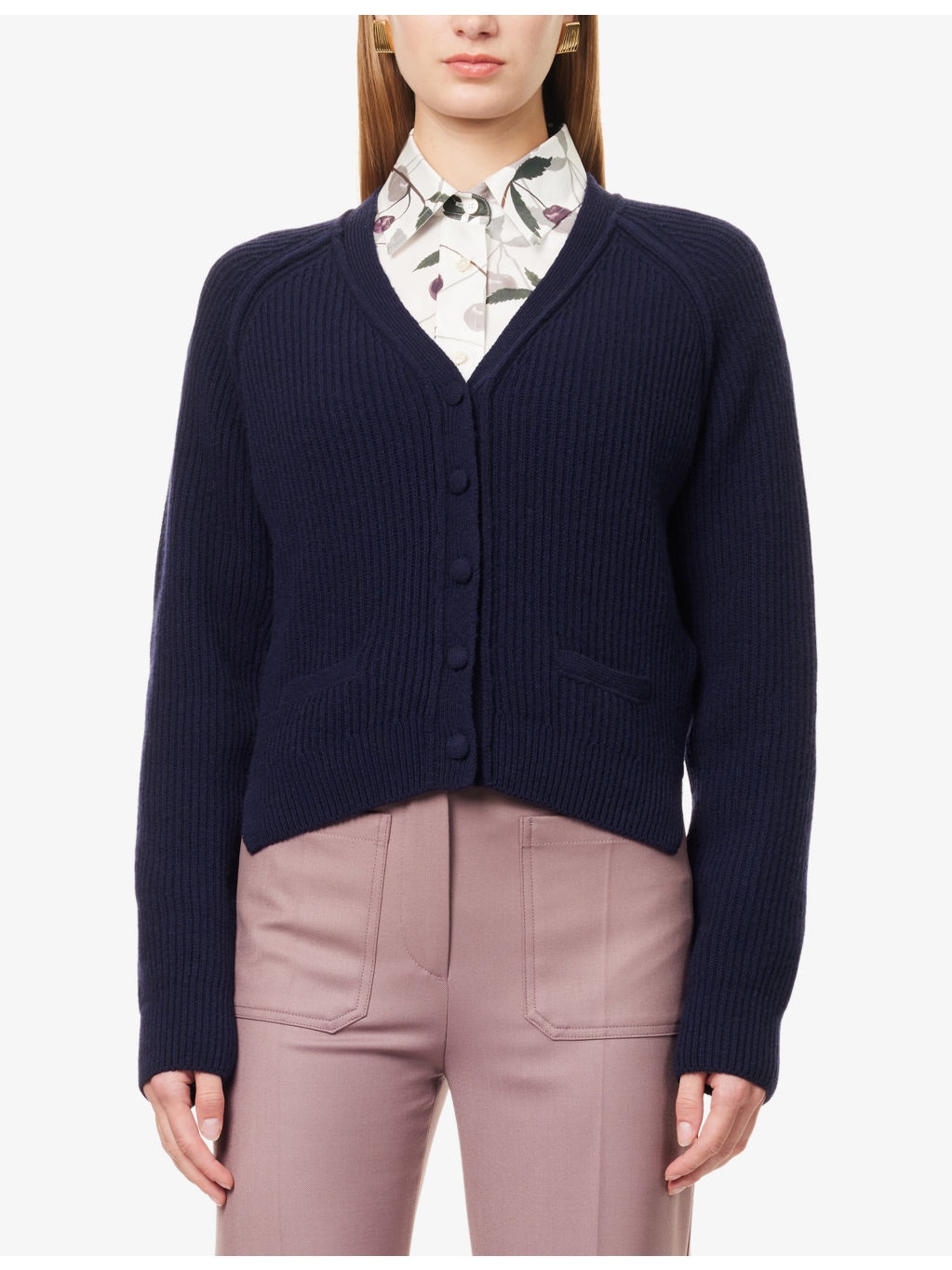 V-Neck Knitted Wool And Cashmere Cardigan - 3