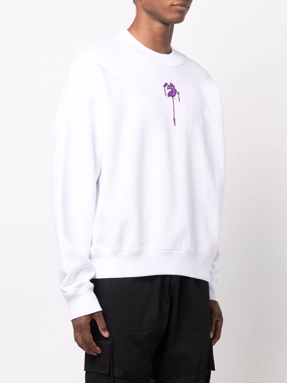 dripped logo crew-neck sweatshirt - 4