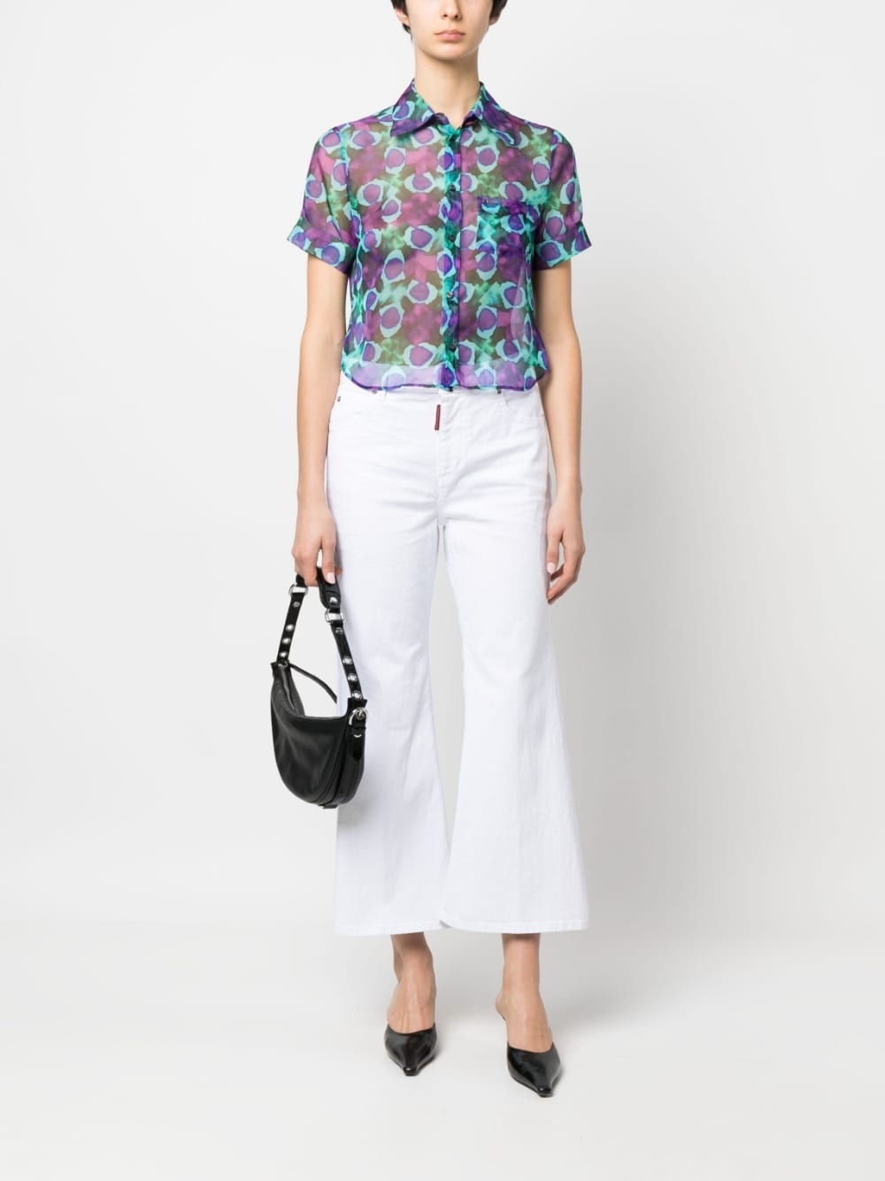 abstract flower-print short-sleeve shirt - 2