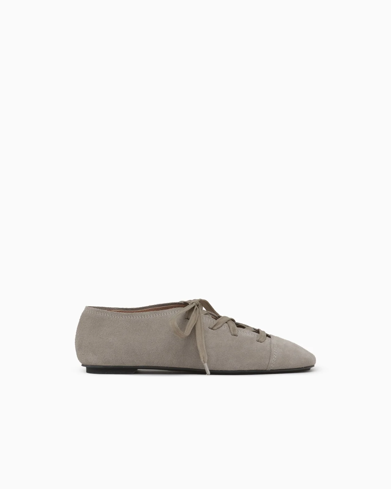 LACE-UP BALLET FLATS IN SUEDE WITH LEATHER LINING - 1