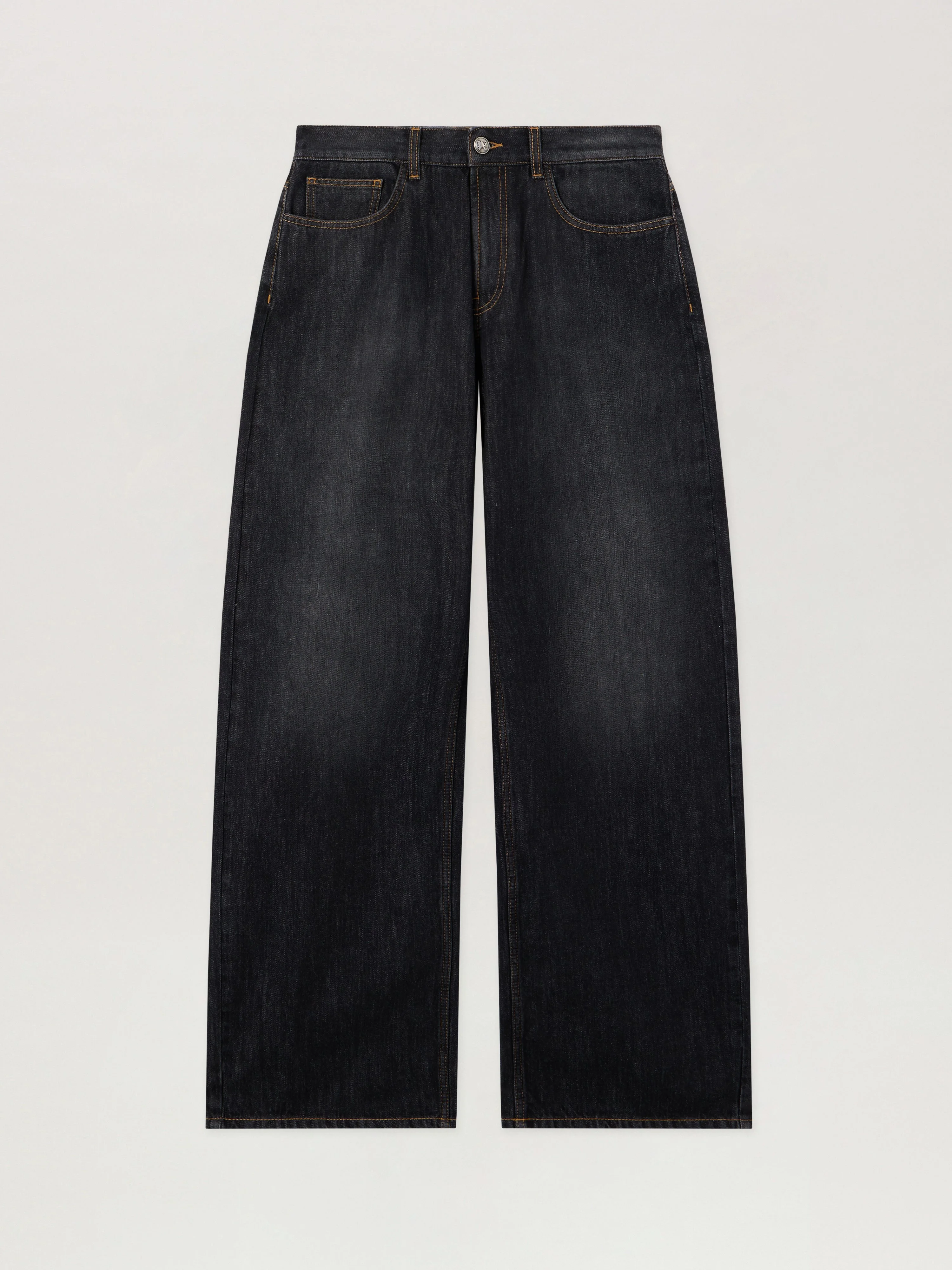Curved Logo Loose Jeans - 1
