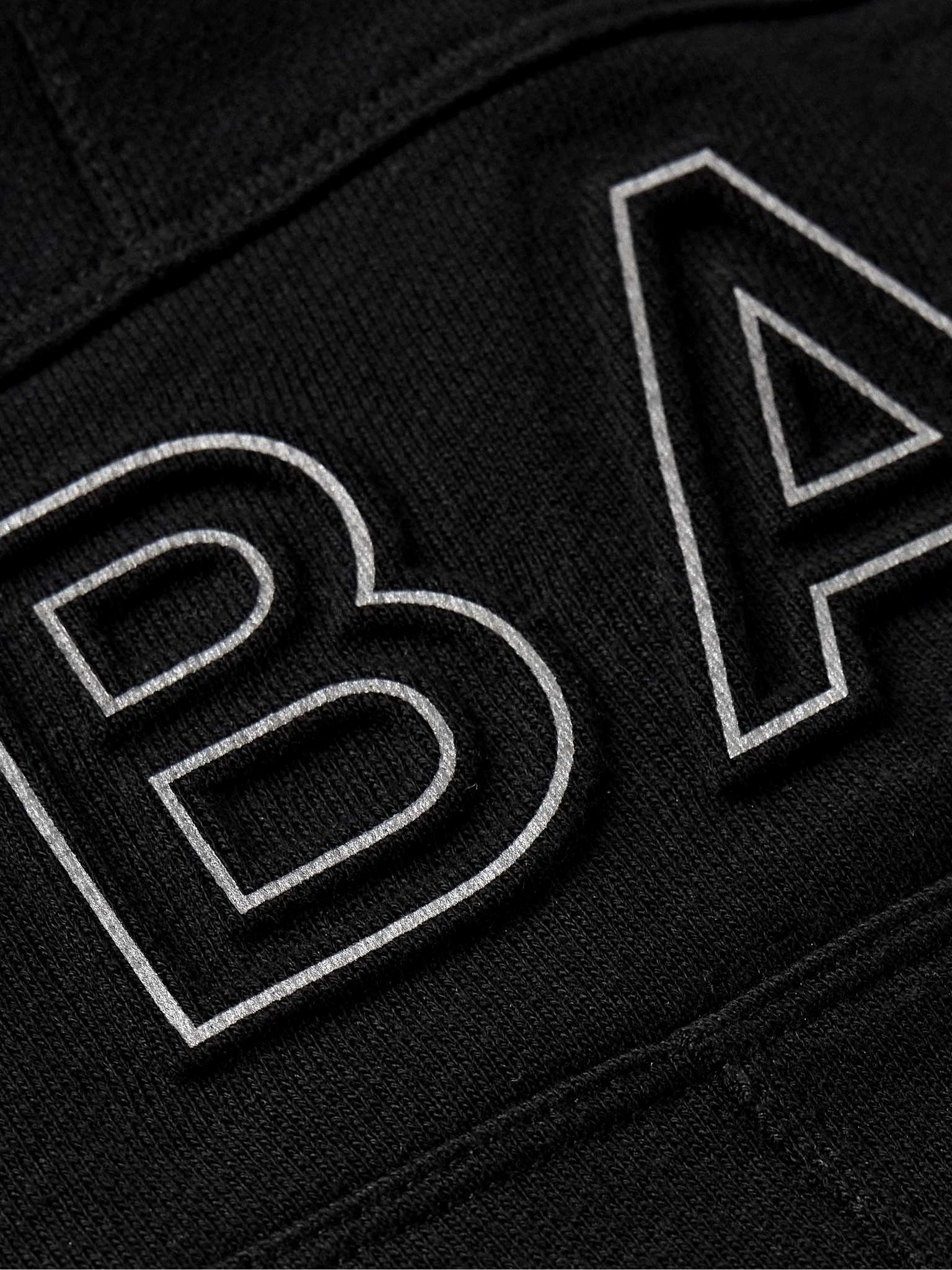 Slim-Fit Tapered Reflective Logo-Embossed Cotton-Jersey Sweatpants - 4
