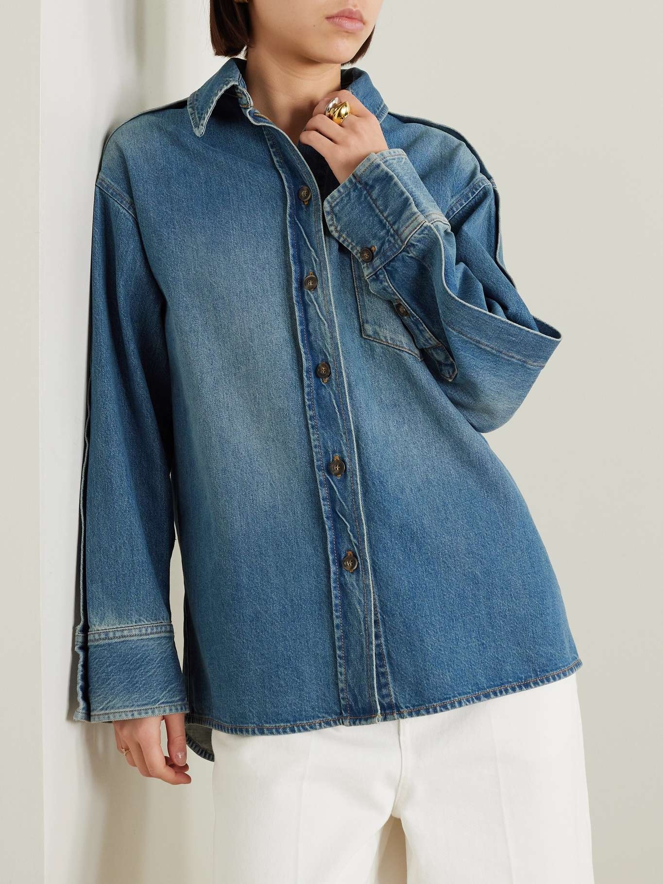 Pintucked denim shirt - 3