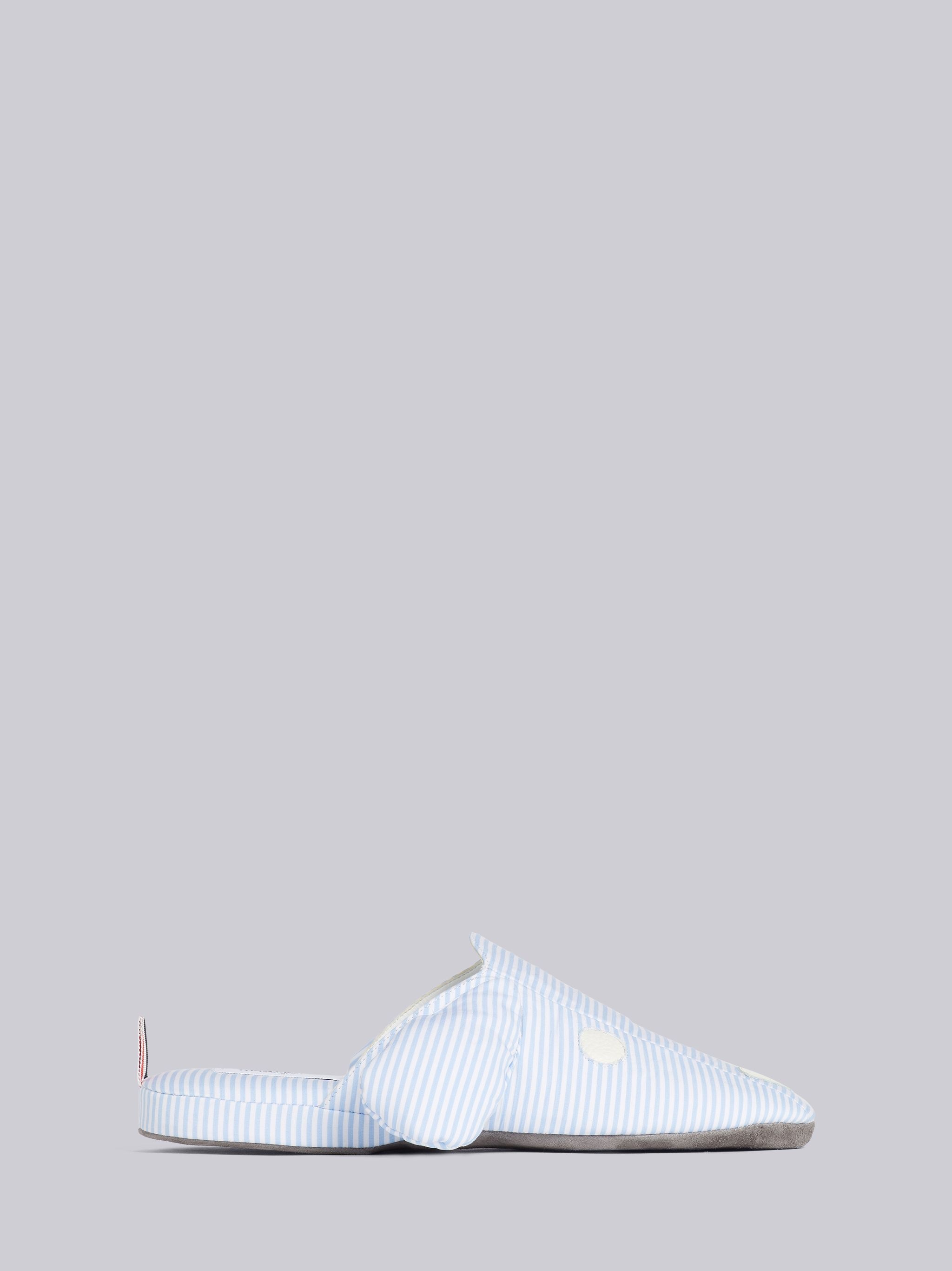 Light Blue University Stripe Poplin Hector Slipper - 1