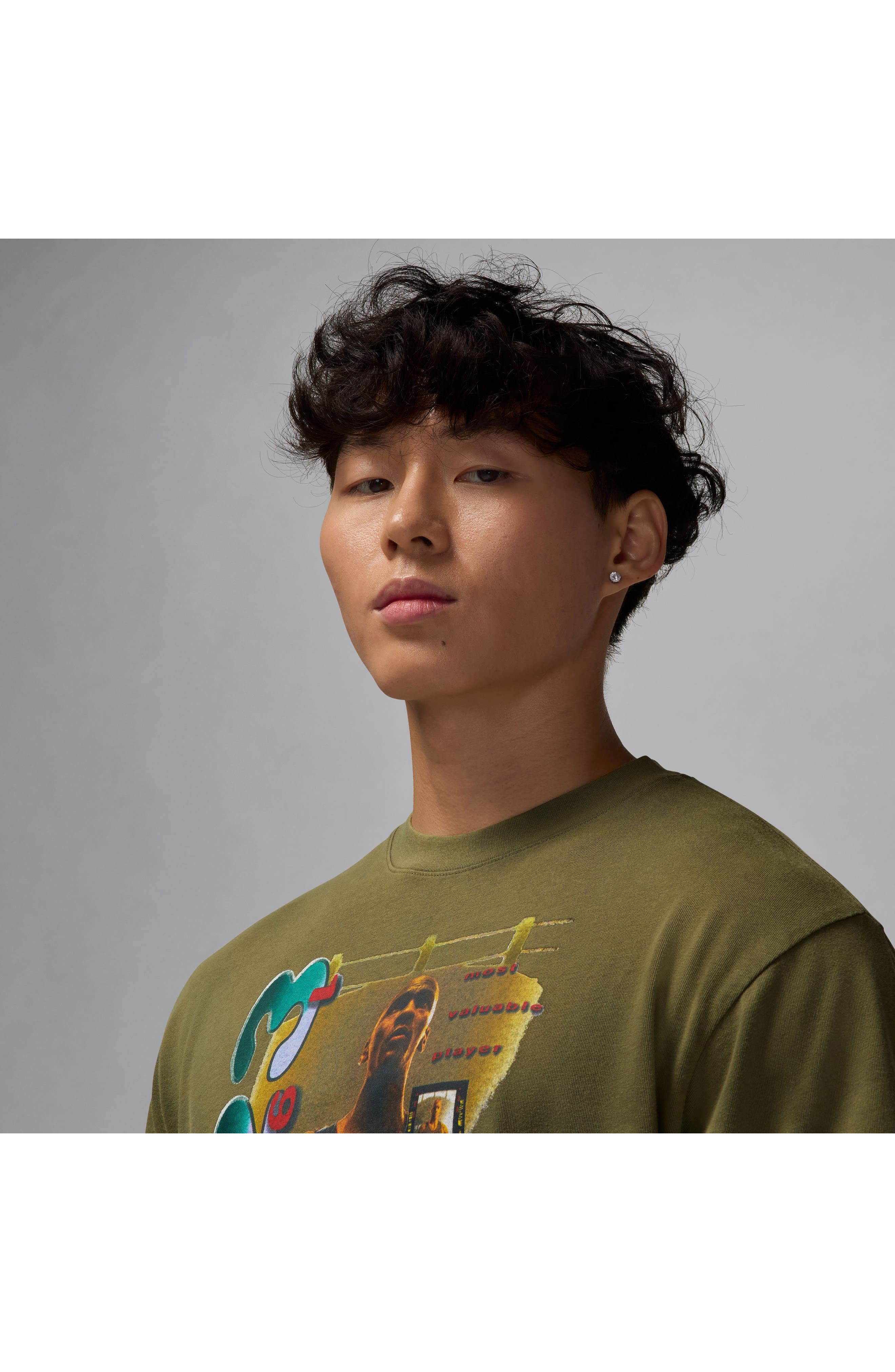 Jordan Retro Cotton Graphic T-Shirt in Medium Olive/Black at Nordstrom - 5
