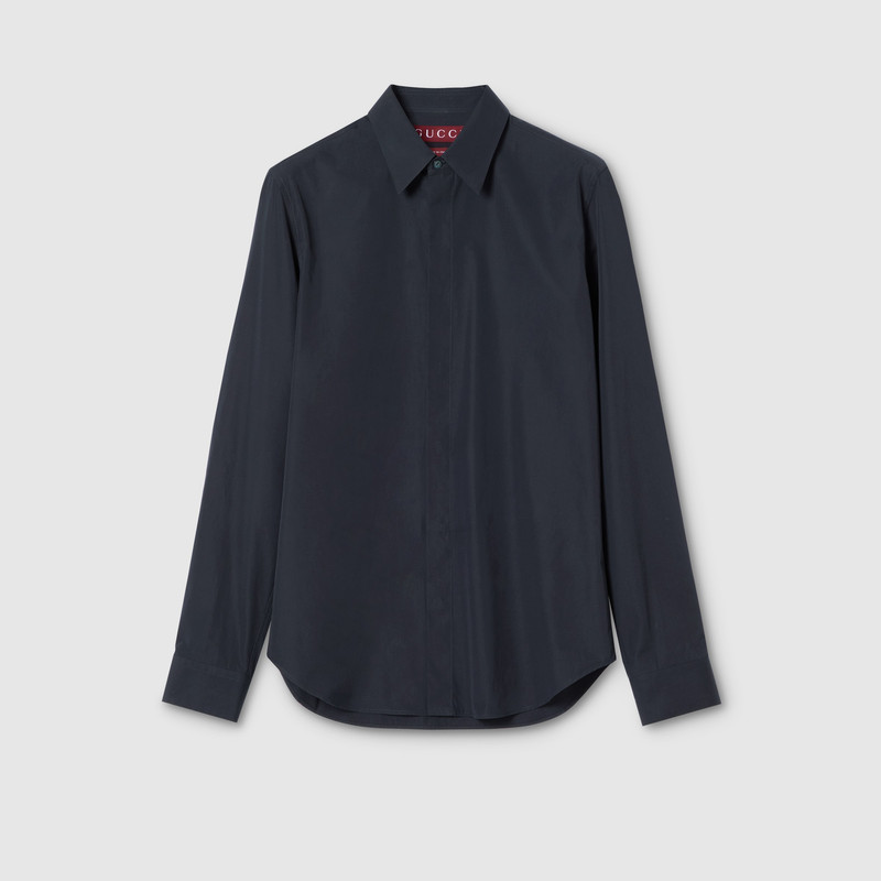 Piece dyed poplin shirt with embroidery 1