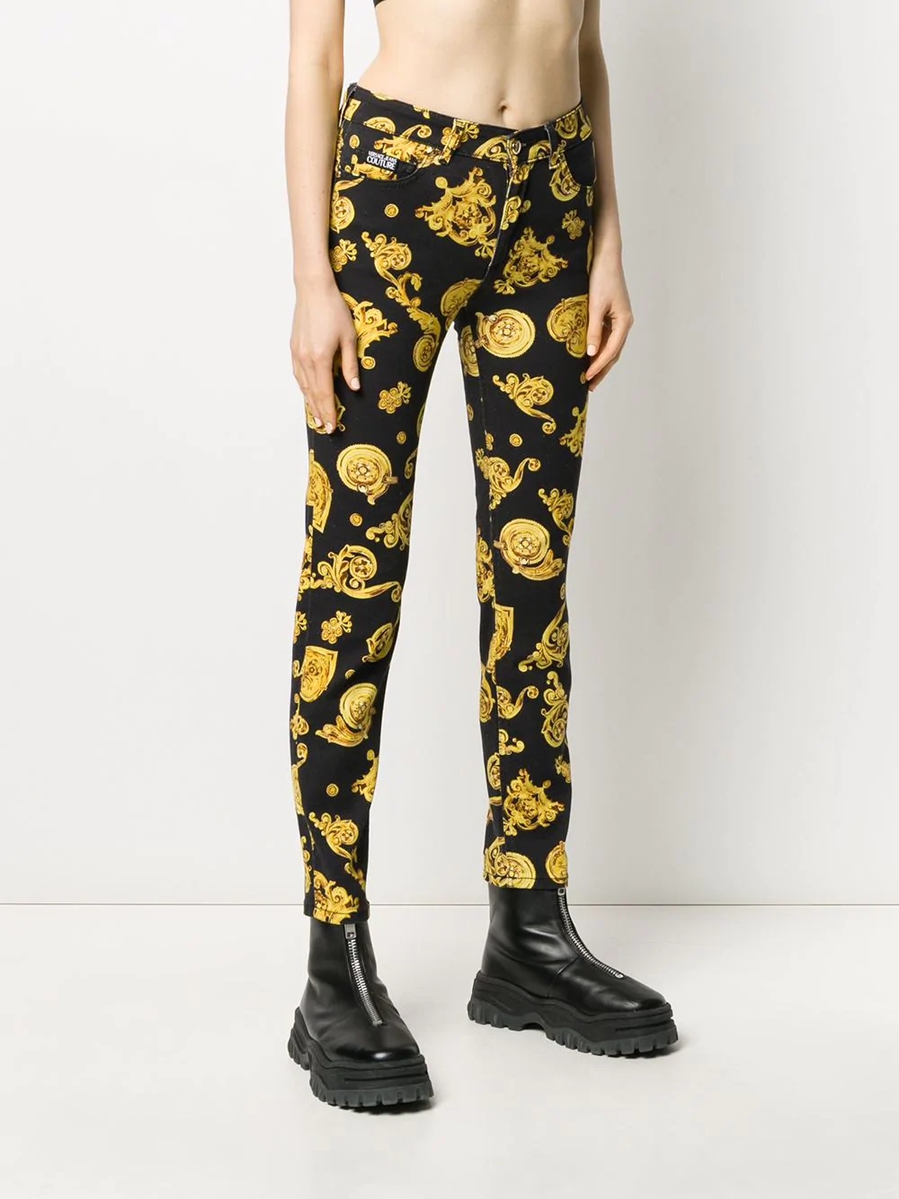 baroque-print slim-fit jeans - 3