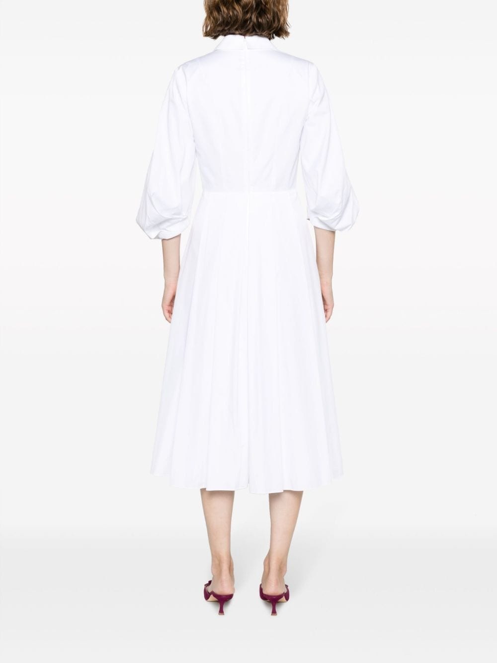 peak-lapels cotton midi dress - 4