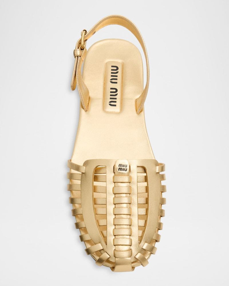 Huarache Metallic Leather Slingback Flats 6