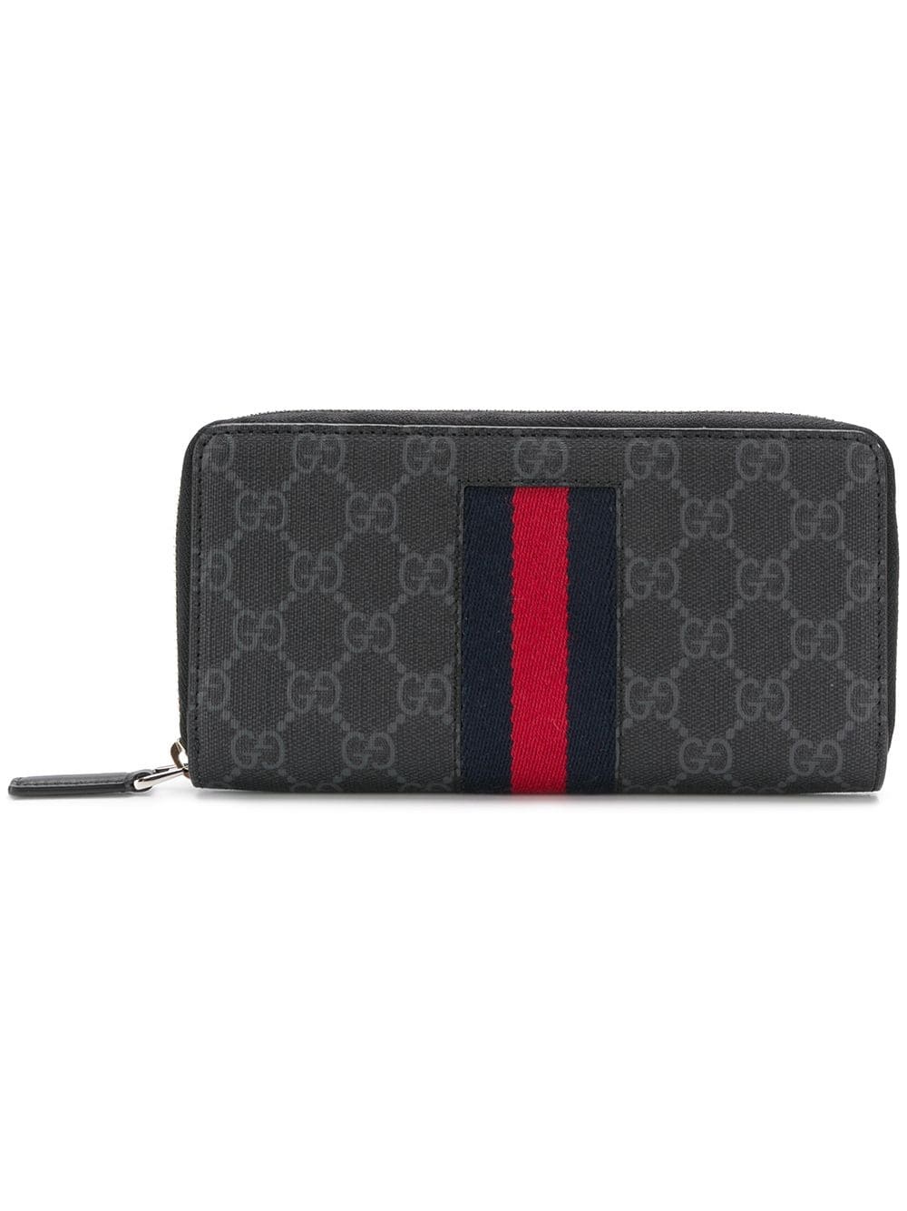 black GG Supreme Web zip around wallet - 1