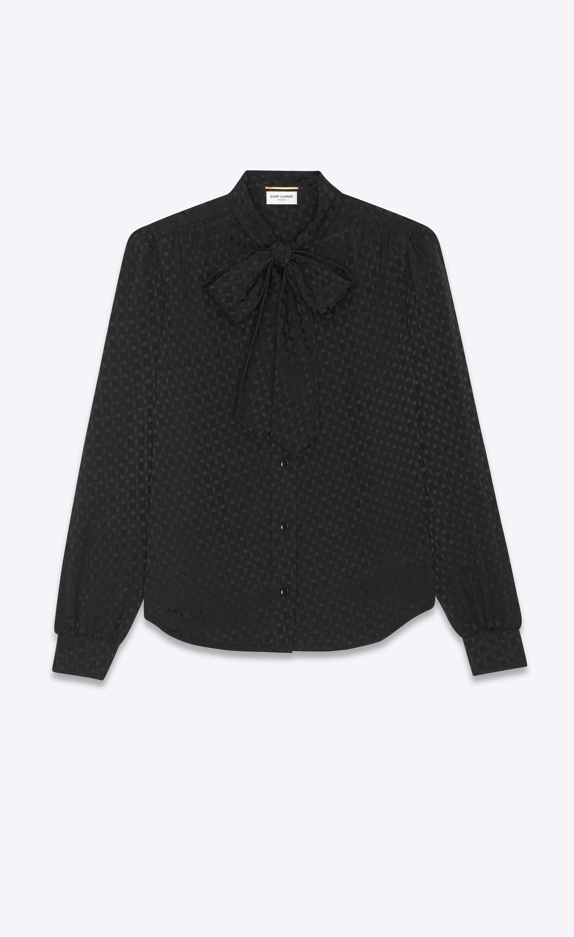 lavallière-neck shirt in matte and shiny silk - 1