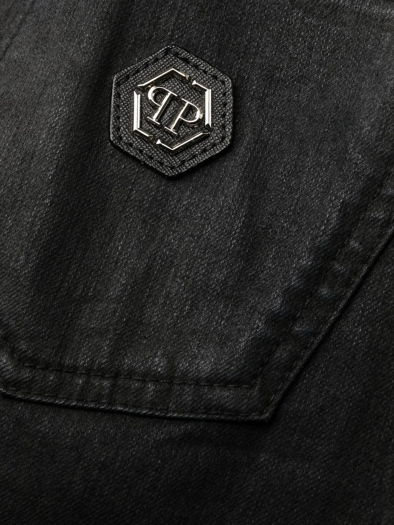 logo-patch 하이 웨이스트 청바지 7