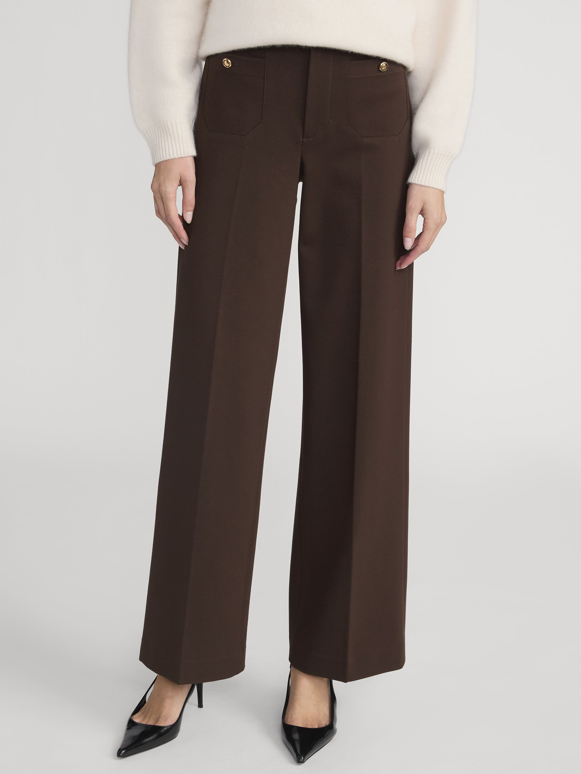 The Slim Palazzo Trouser in Americano - 3