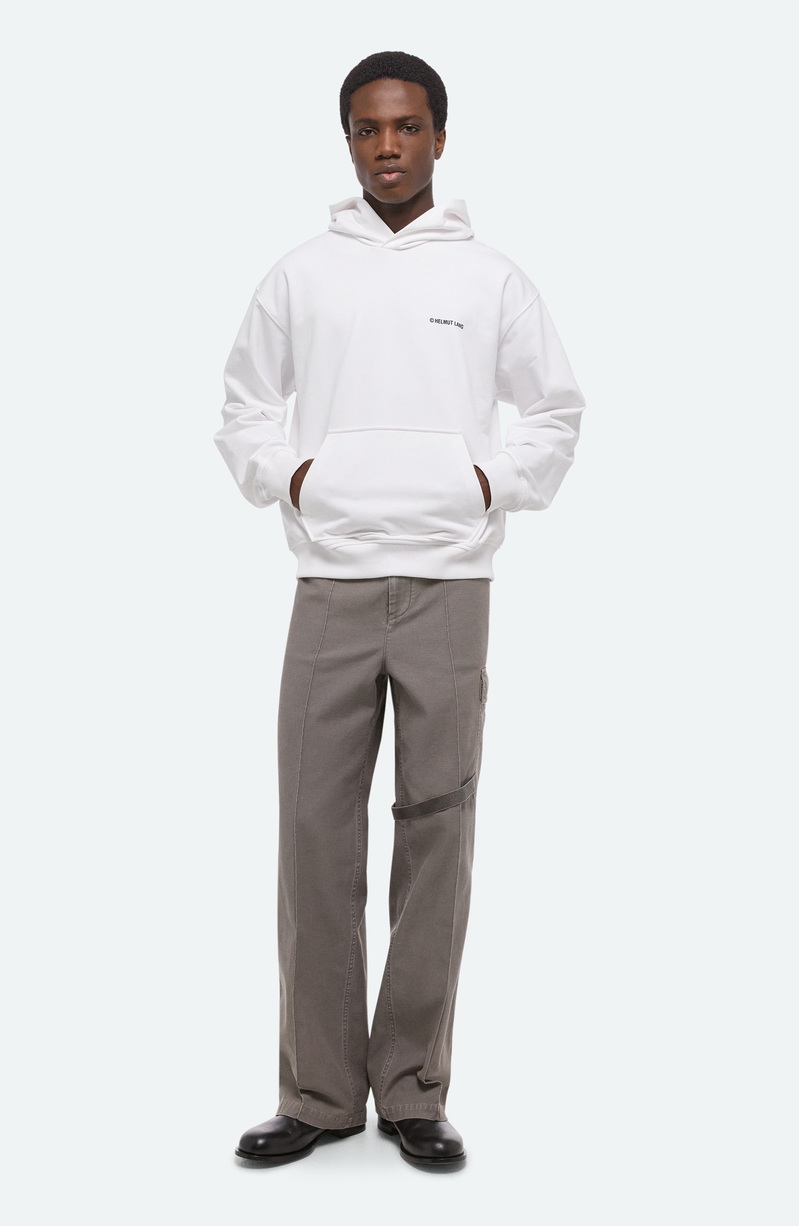 Helmut Lang Plastic Compact Cotton Graphic Hoodie in White at Nordstrom - 7