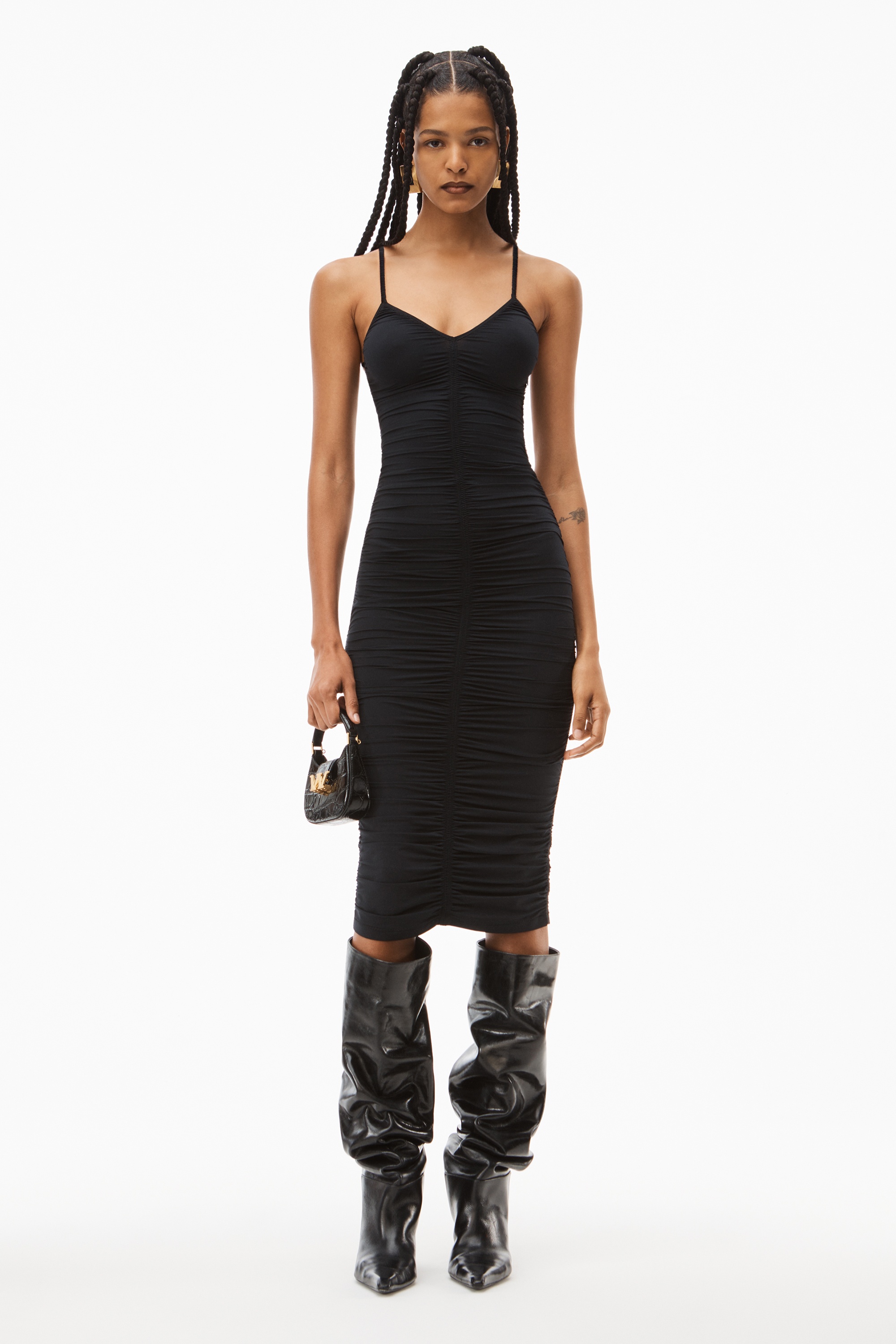 RUCHED SLIP DRESS IN HOSIERY JERSEY - 2