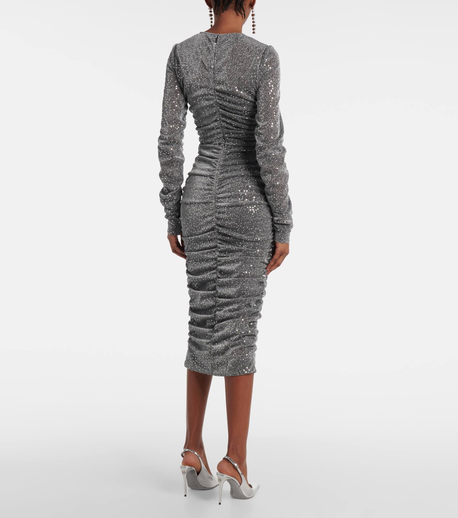 Sequined ruched midi dress - 3