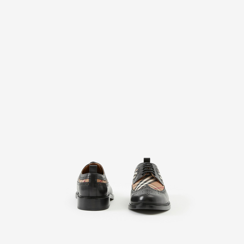 Vintage Check Panel Leather Derby Shoes 4